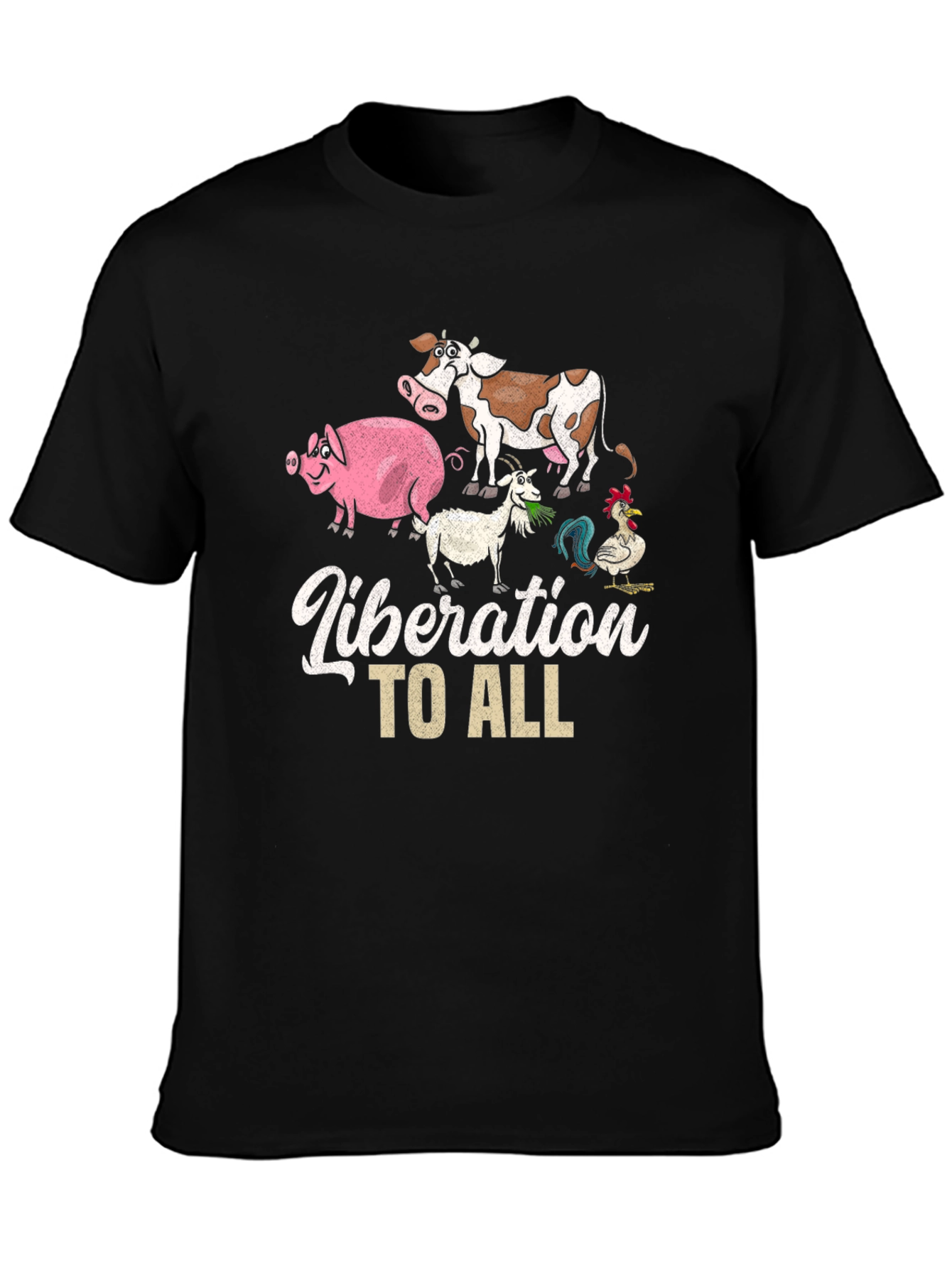 Liberation to All Animal Rights Black T-Shirt