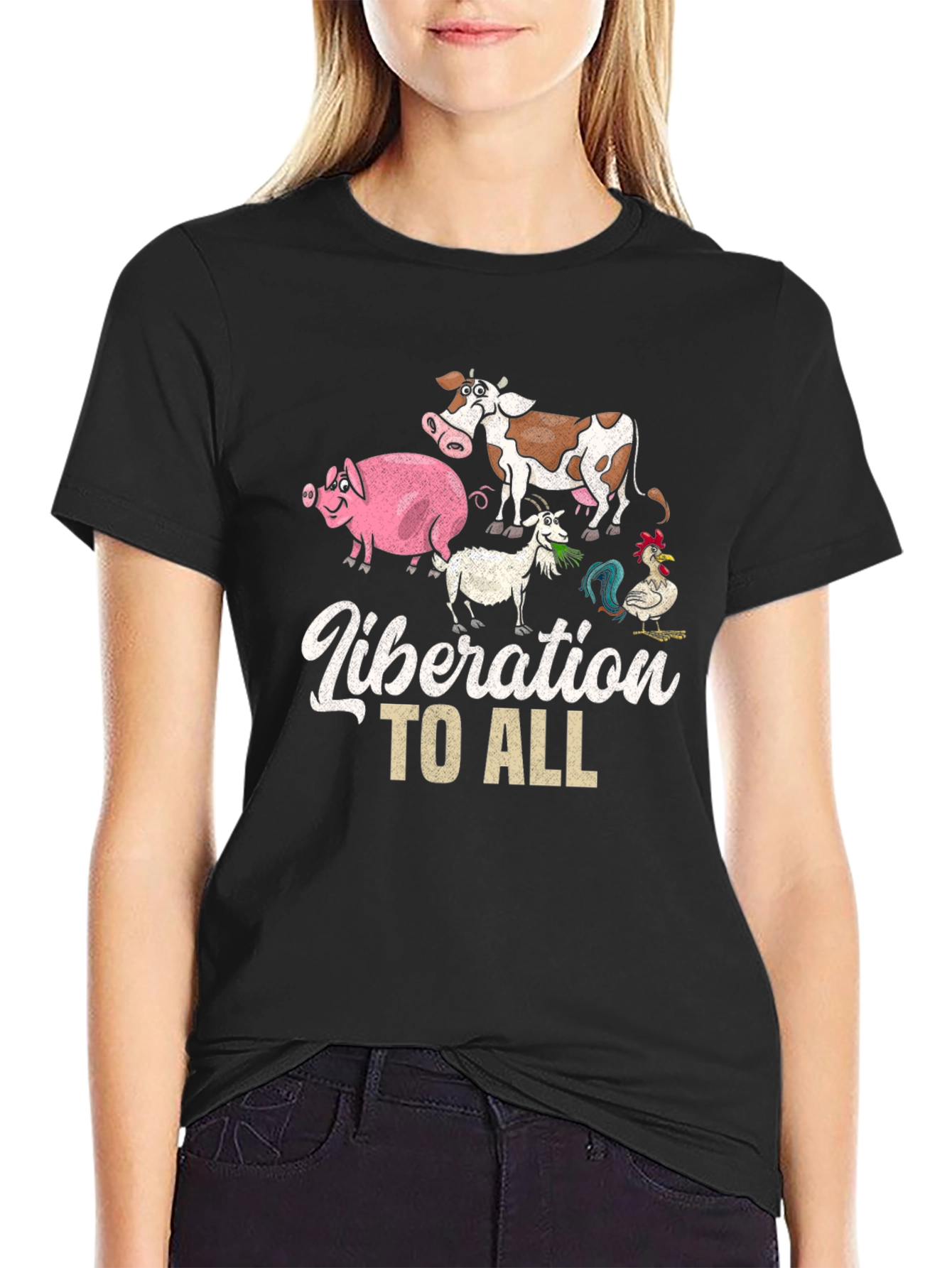 Liberation to All Animal Rights Black T-Shirt