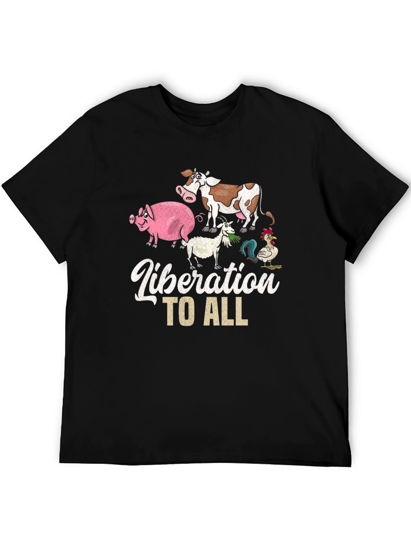 Liberation to All Animal Rights Black T-Shirt