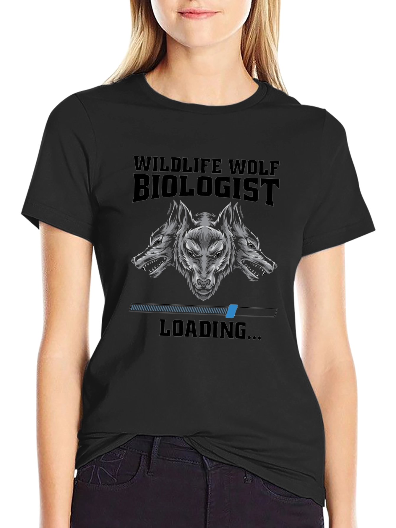 Wildlife Wolf Biologist Loading Graphic T-Shirt