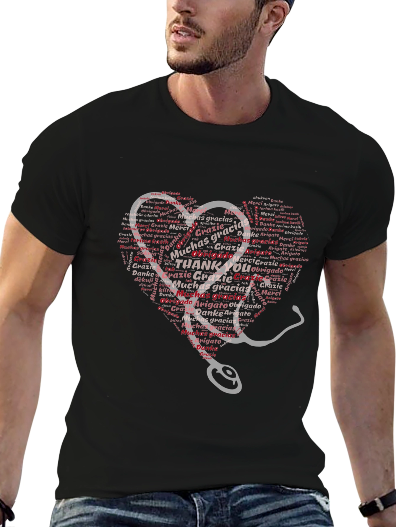 Thank You Nurses T-Shirt - Heart Stethoscope Design