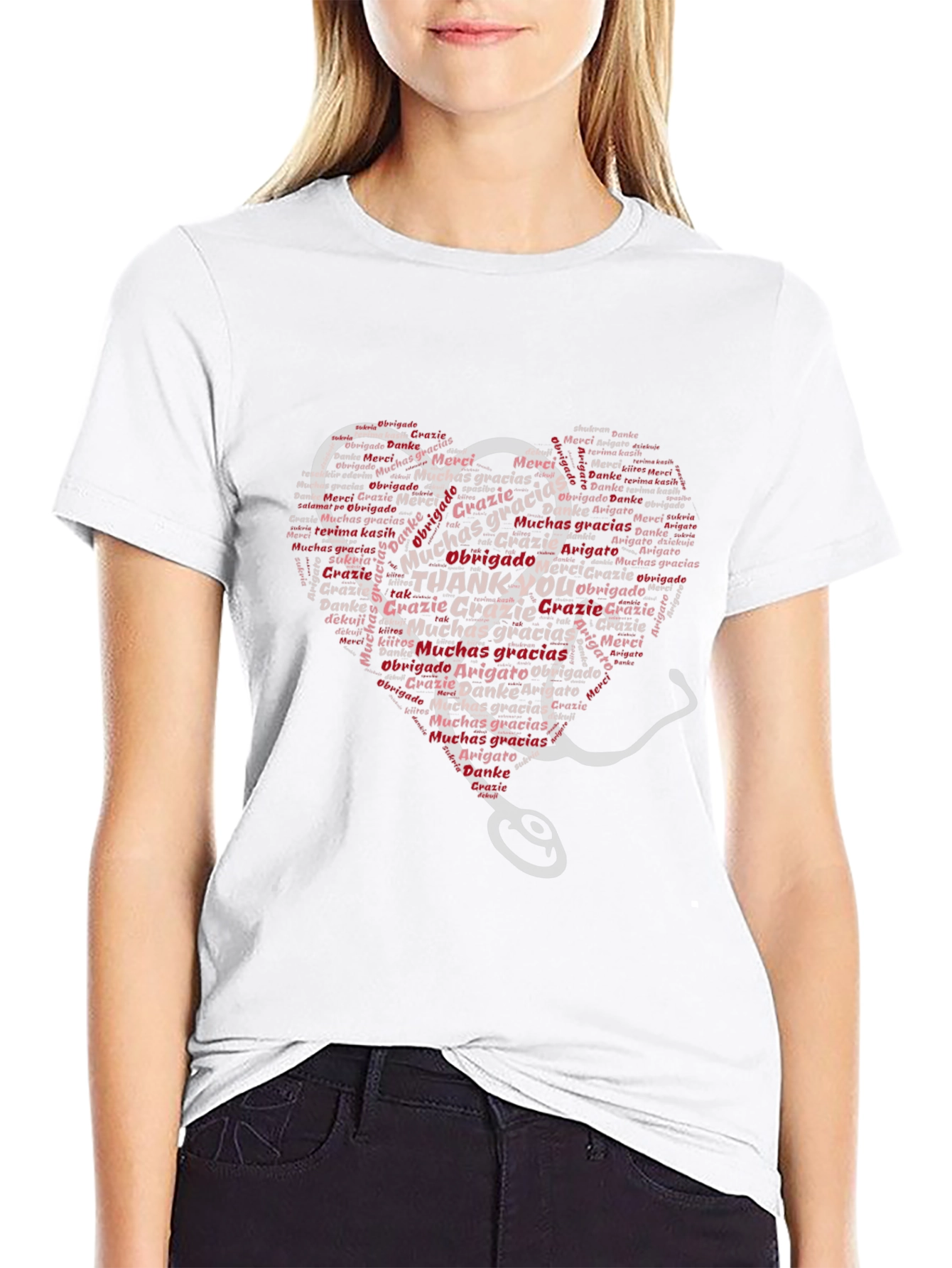 Thank You Nurses T-Shirt - Heart Stethoscope Design