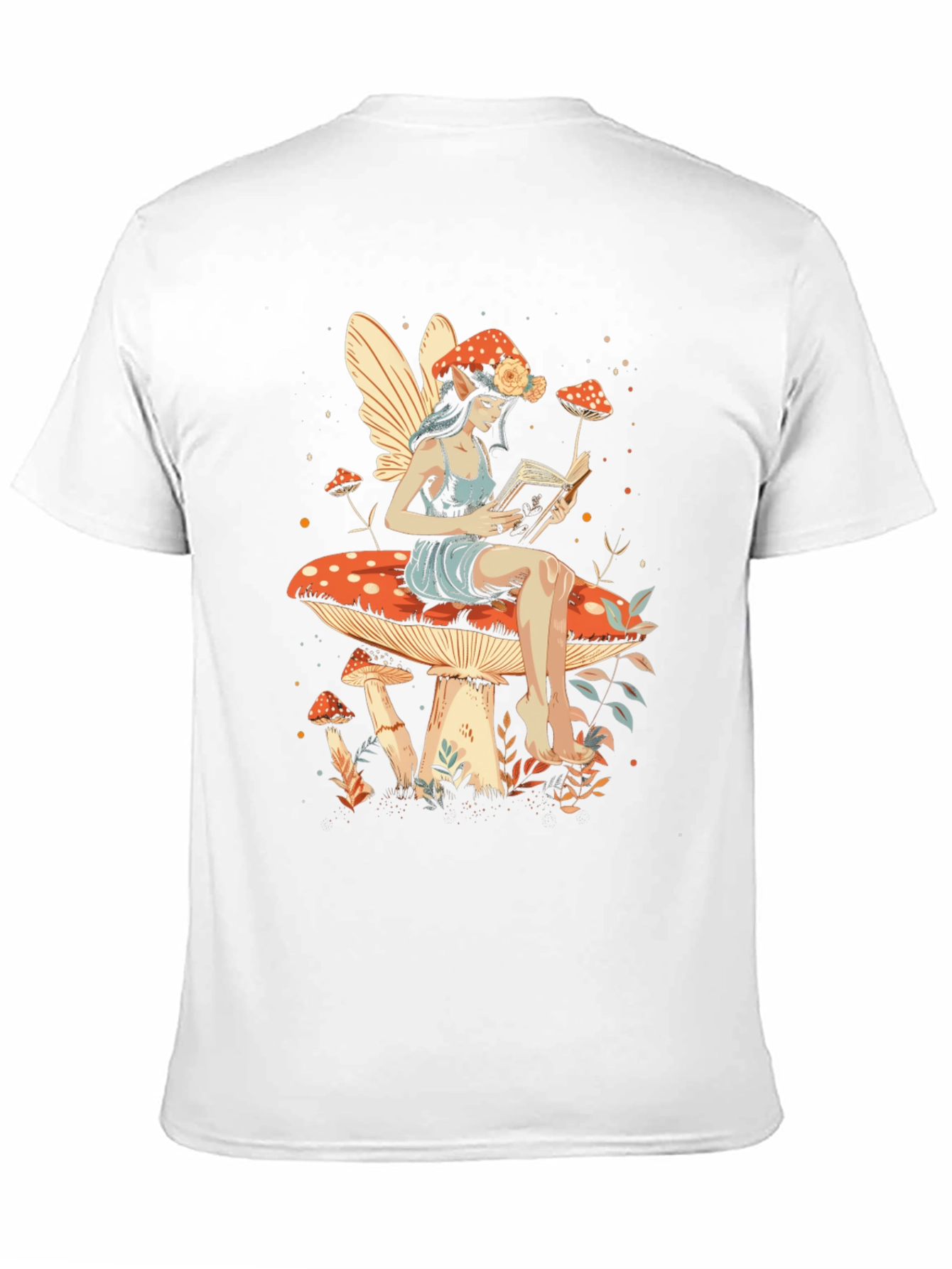 Fairy Reading on Mushroom T-Shirt - Whimsical Design