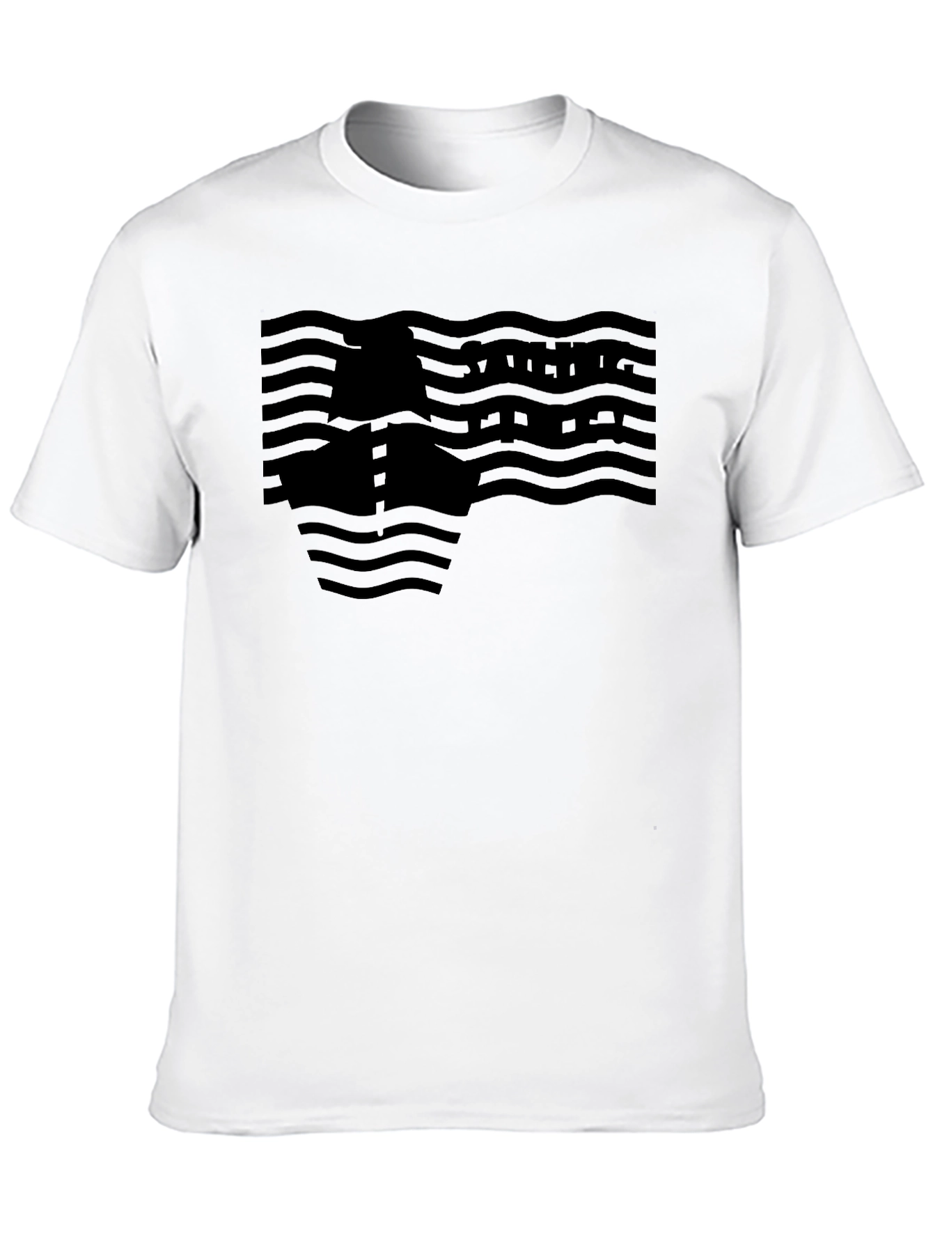 Black Wave Pattern Graphic Tee - Menswear