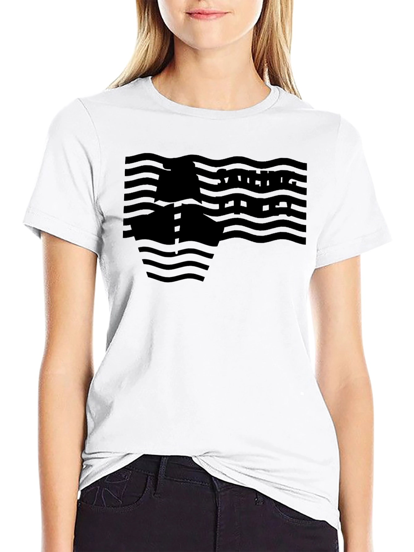 Black Wave Pattern Graphic Tee - Menswear
