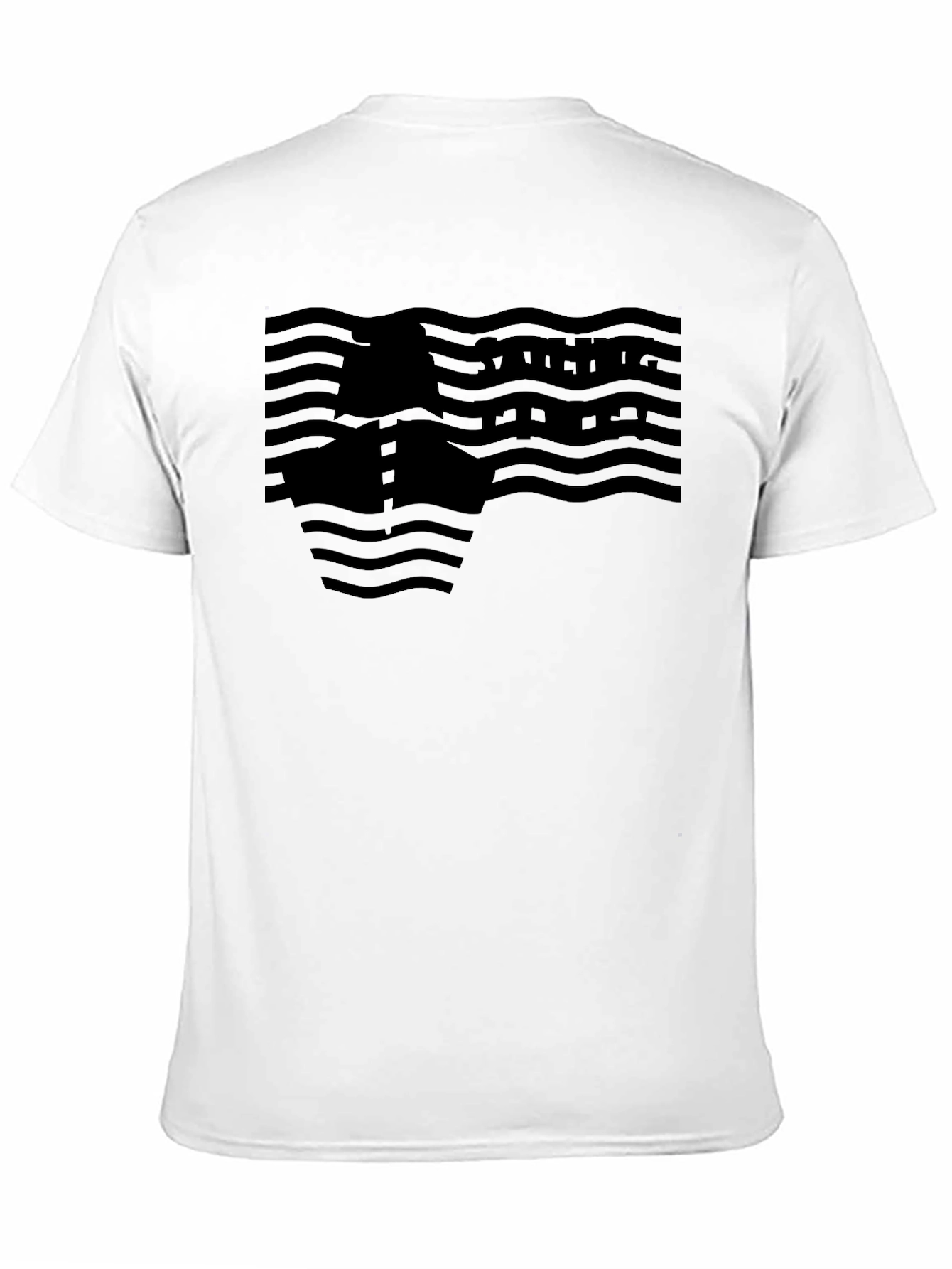Black Wave Pattern Graphic Tee - Menswear