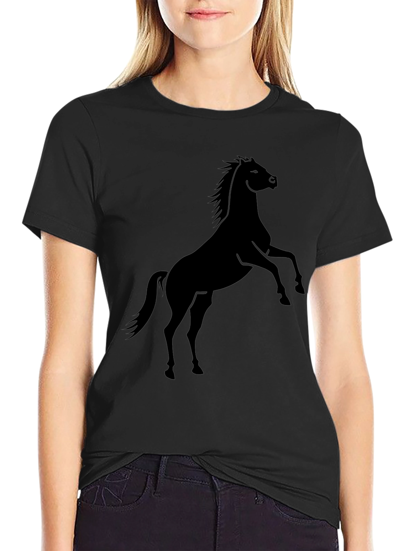 Black Horse Graphic Tee - Mens Casual T-Shirt