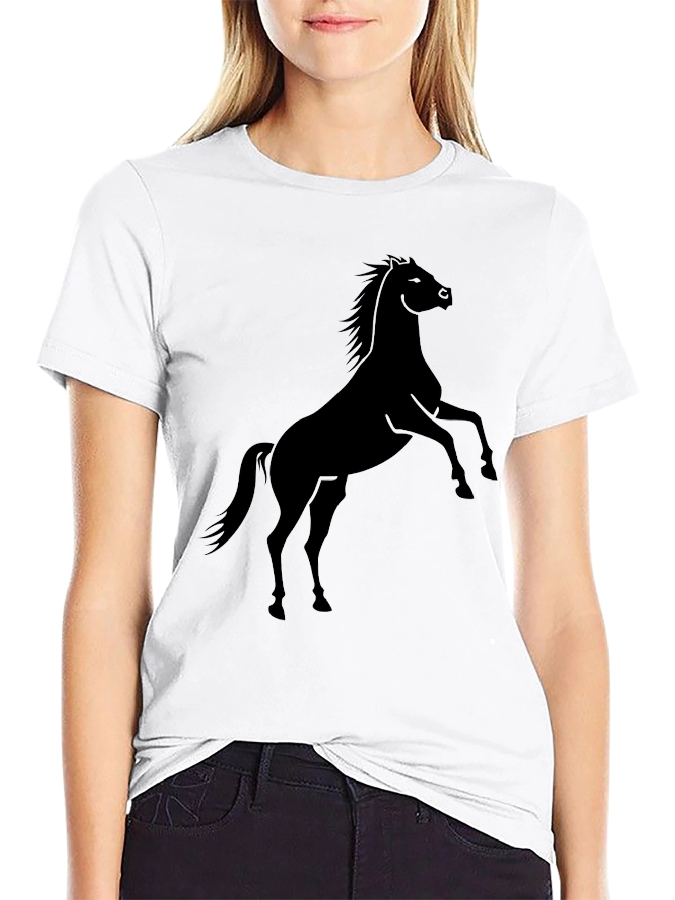 Black Horse Graphic Tee - Mens Casual T-Shirt