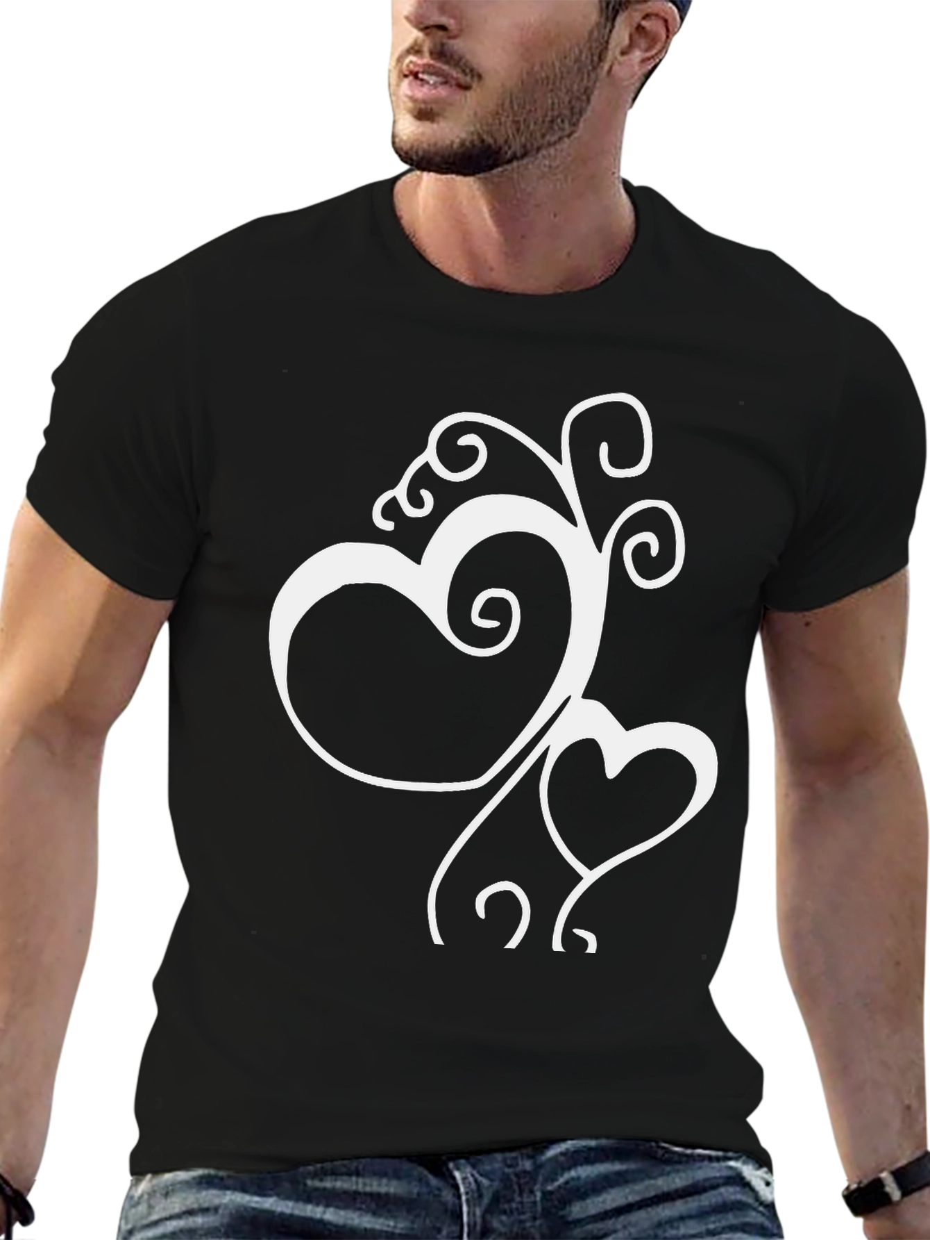 Heart Vine Graphic Tee - Stylish Black T-Shirt