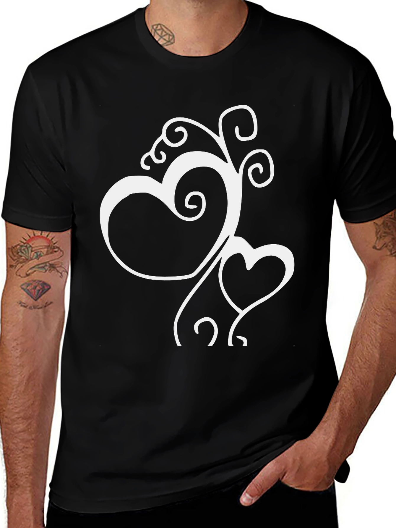 Heart Vine Graphic Tee - Stylish Black T-Shirt