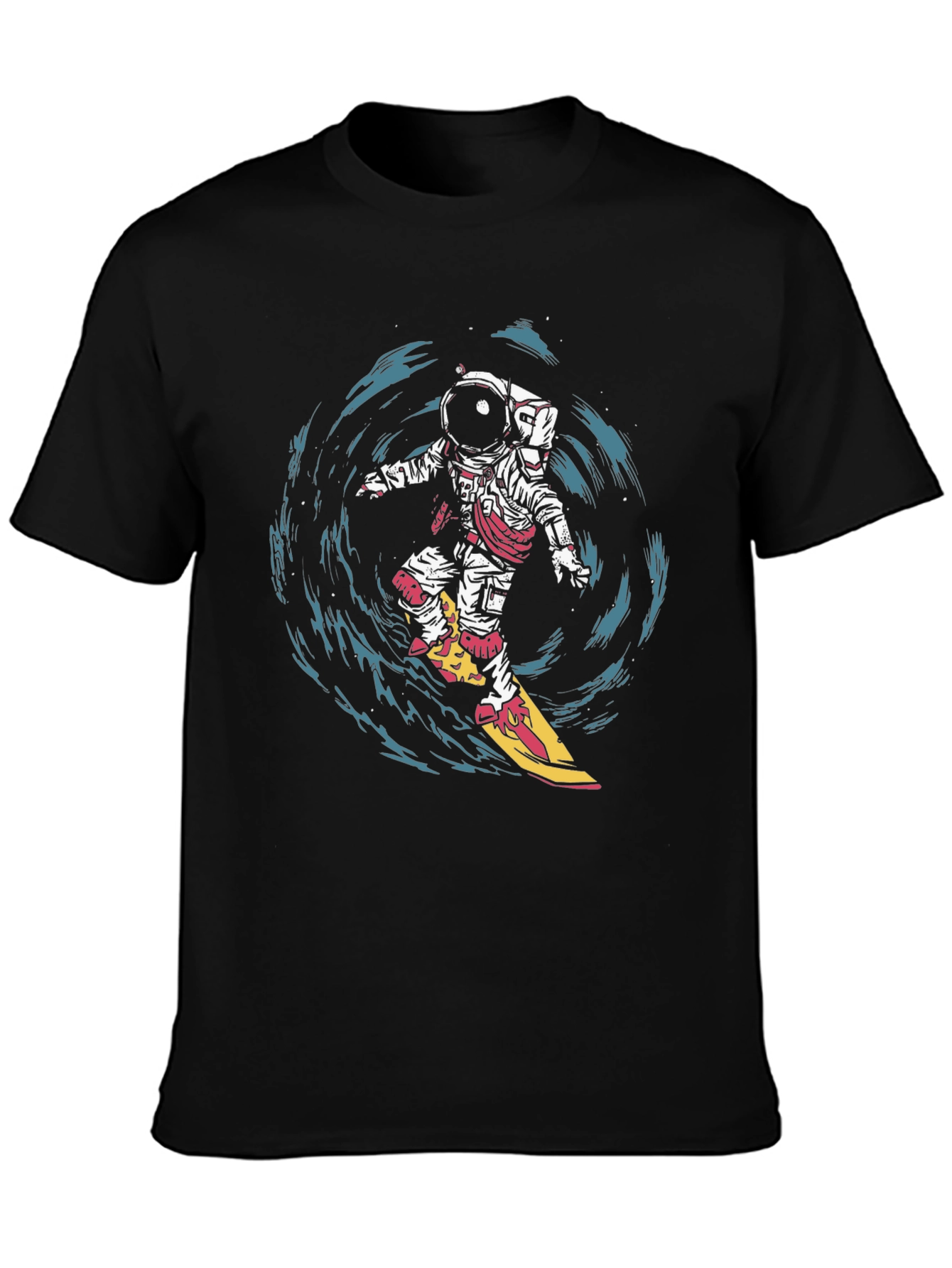 Astronaut Surfing Graphic T-Shirt - Space Adventure Tee