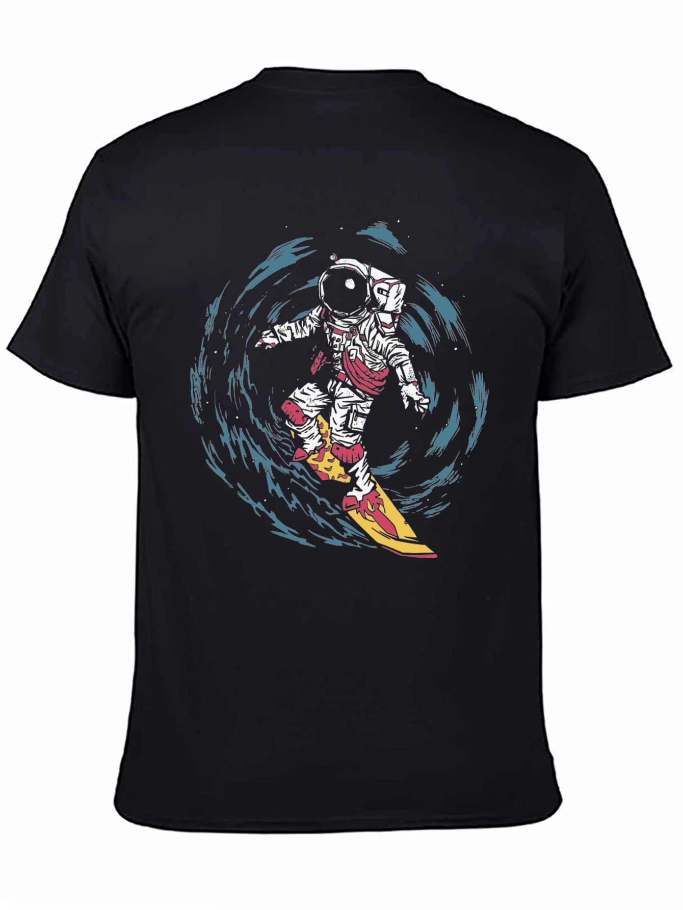 Astronaut Surfing Graphic T-Shirt - Space Adventure Tee
