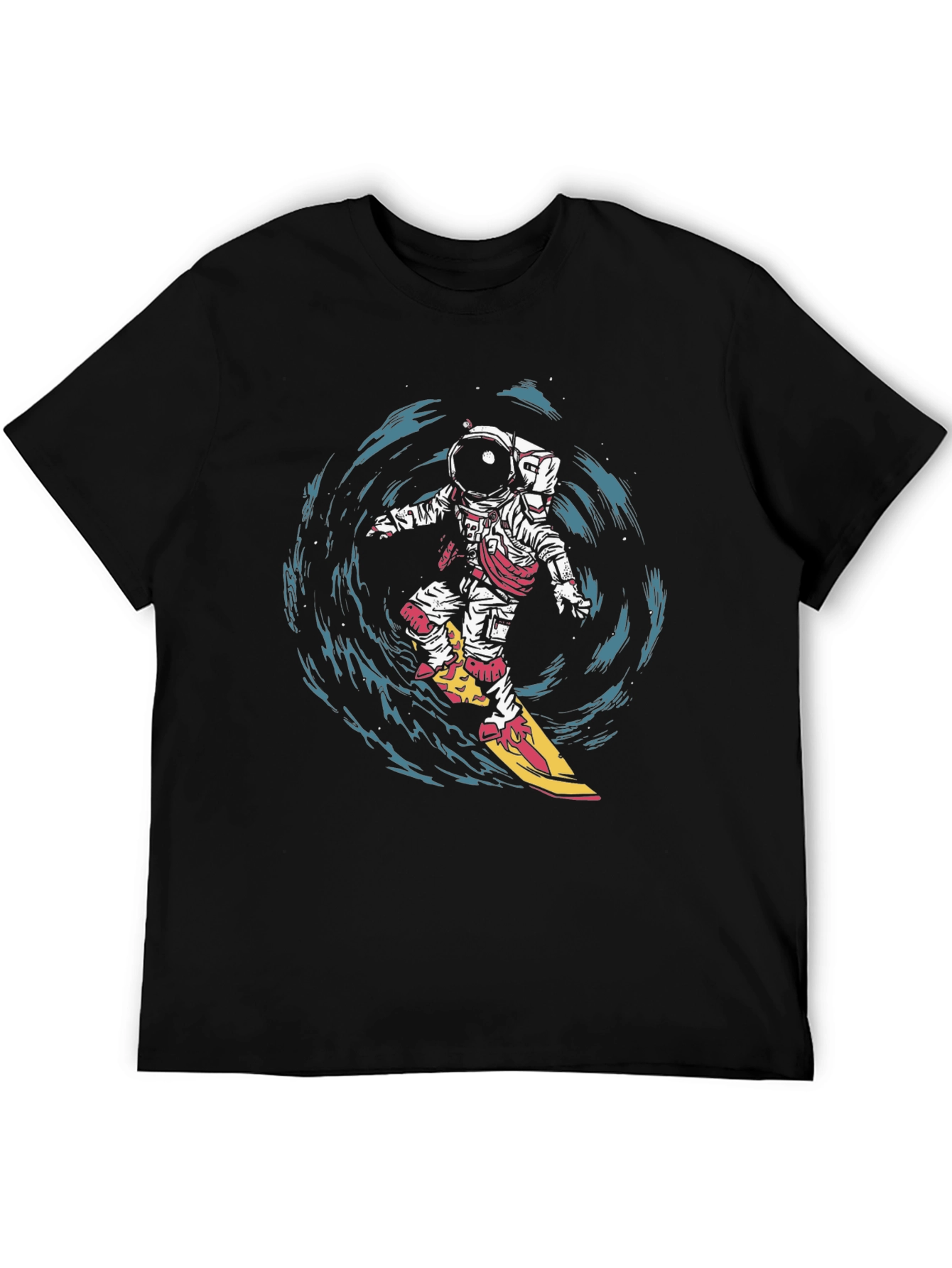 Astronaut Surfing Graphic T-Shirt - Space Adventure Tee