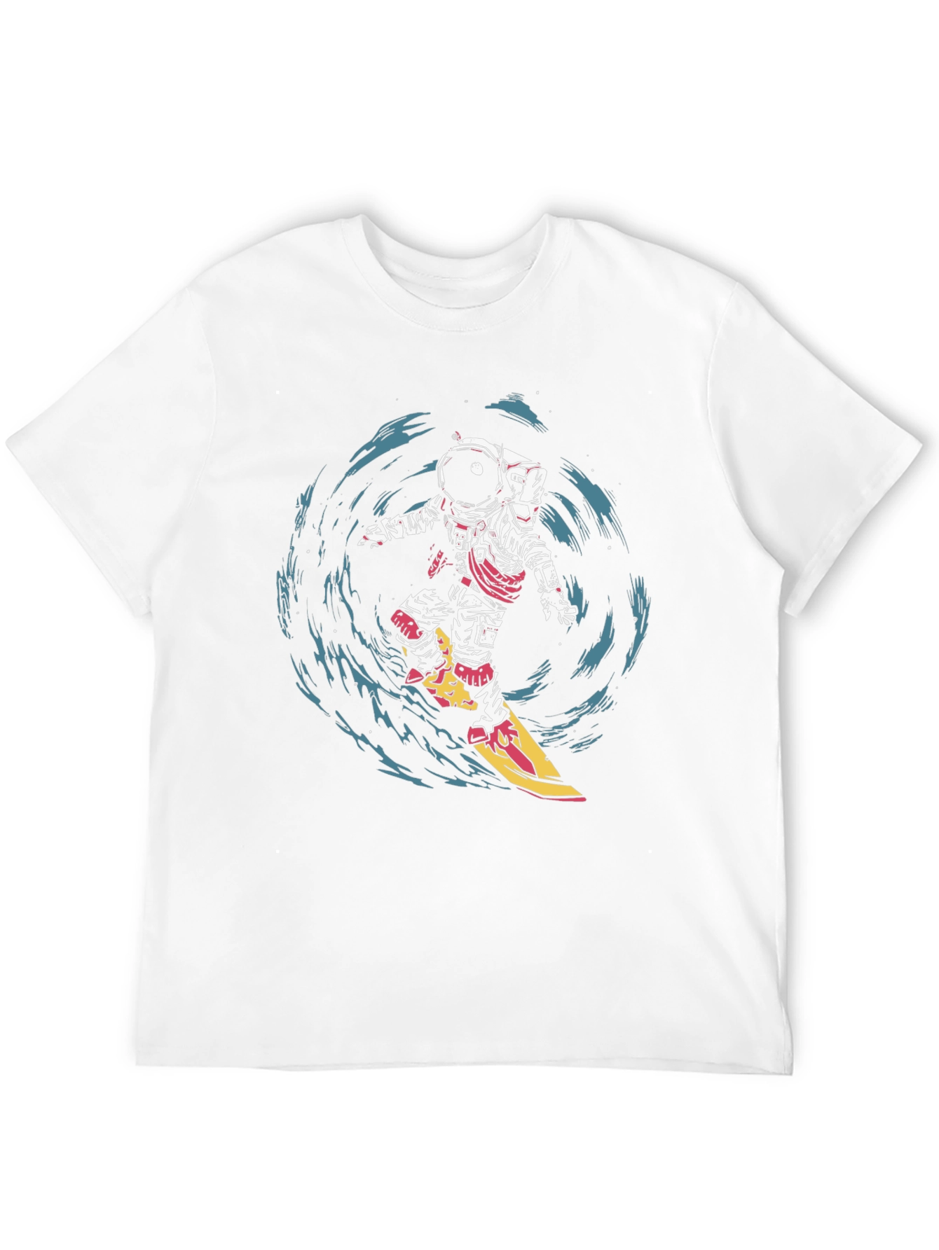 Astronaut Surfing Graphic T-Shirt - Space Adventure Tee
