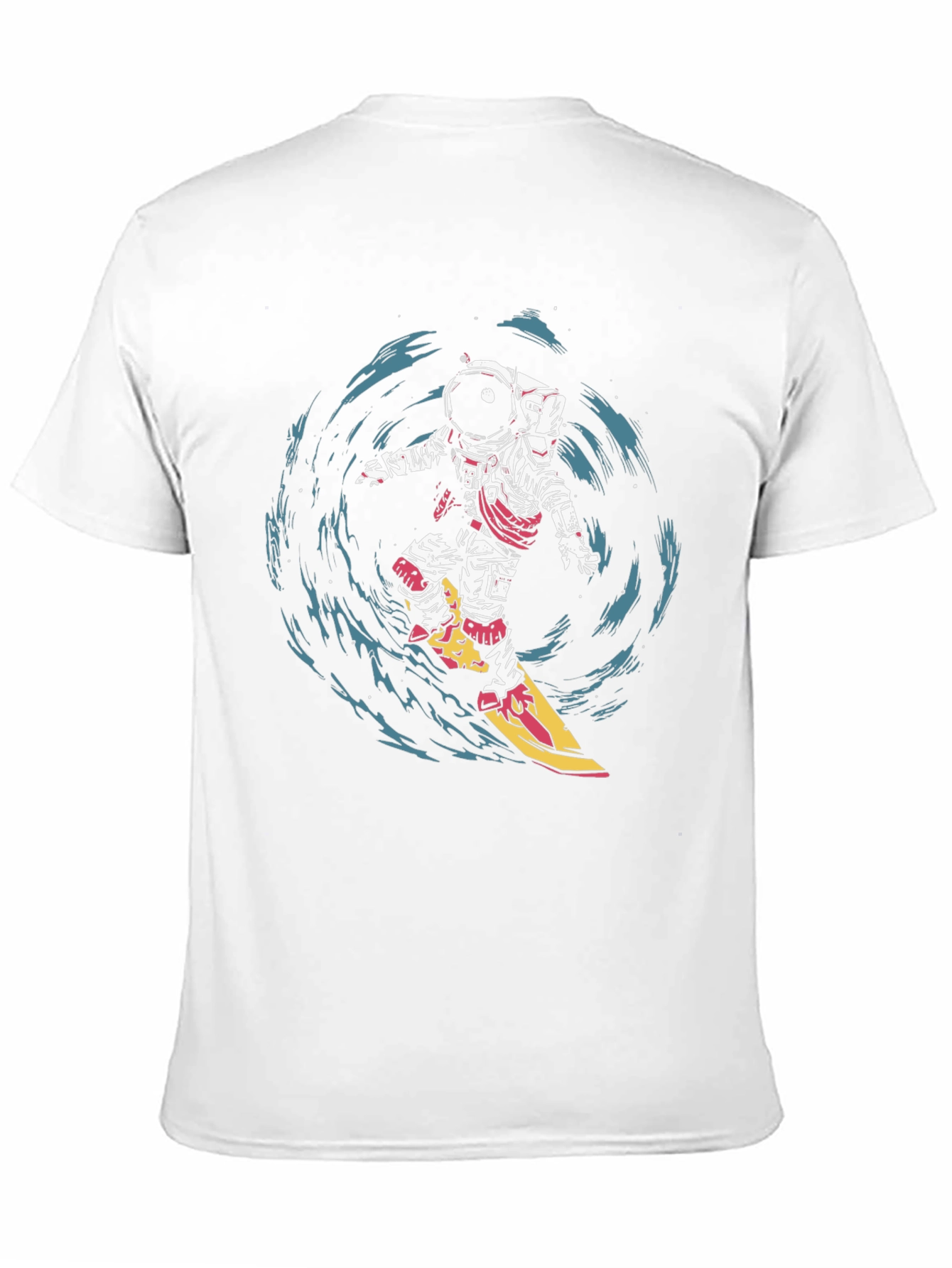 Astronaut Surfing Graphic T-Shirt - Space Adventure Tee