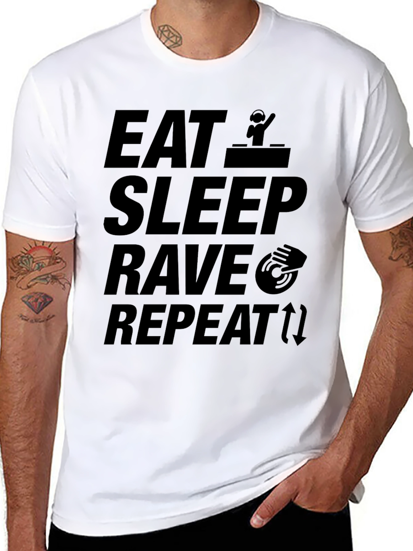 Eat Sleep Rave Repeat Graphic T-Shirt