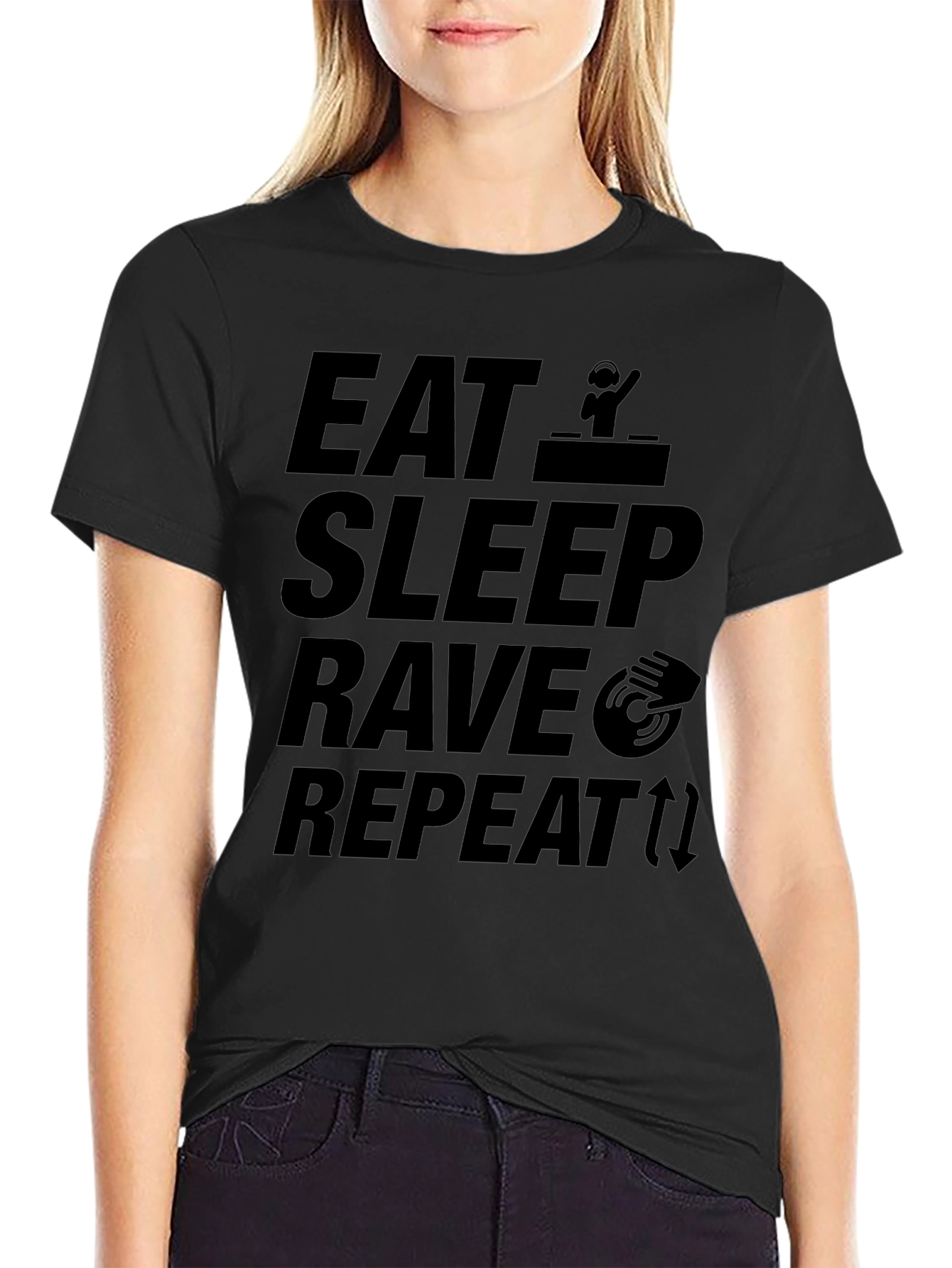 Eat Sleep Rave Repeat Graphic T-Shirt