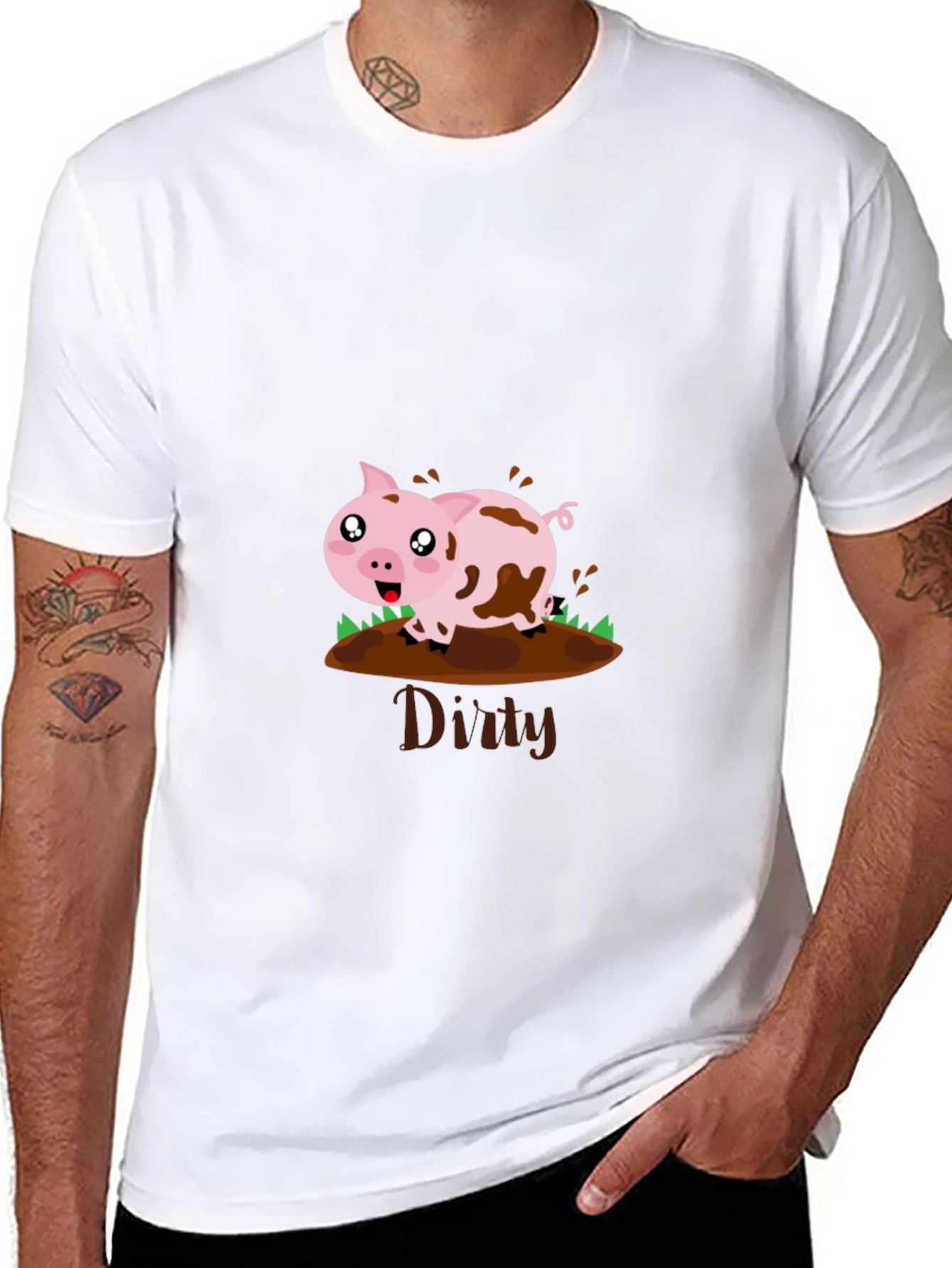 Dirty Pig Graphic T-Shirt - Fun & Playful Design
