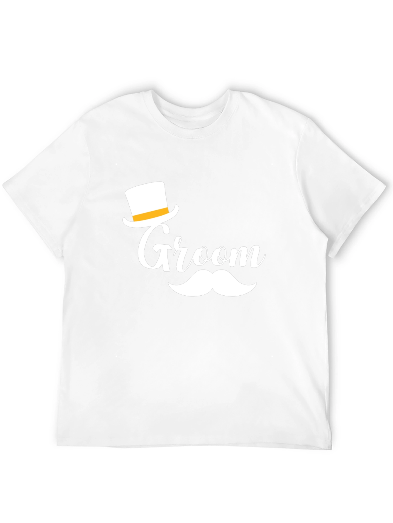 Groom T-Shirt Black with Top Hat and Mustache