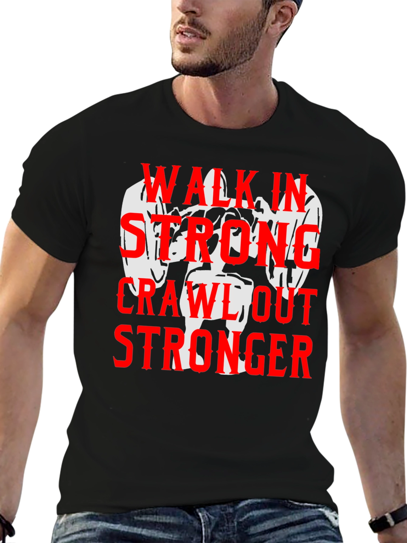 Walk in Stronger T-Shirt - Weightlifting Gym Motivation