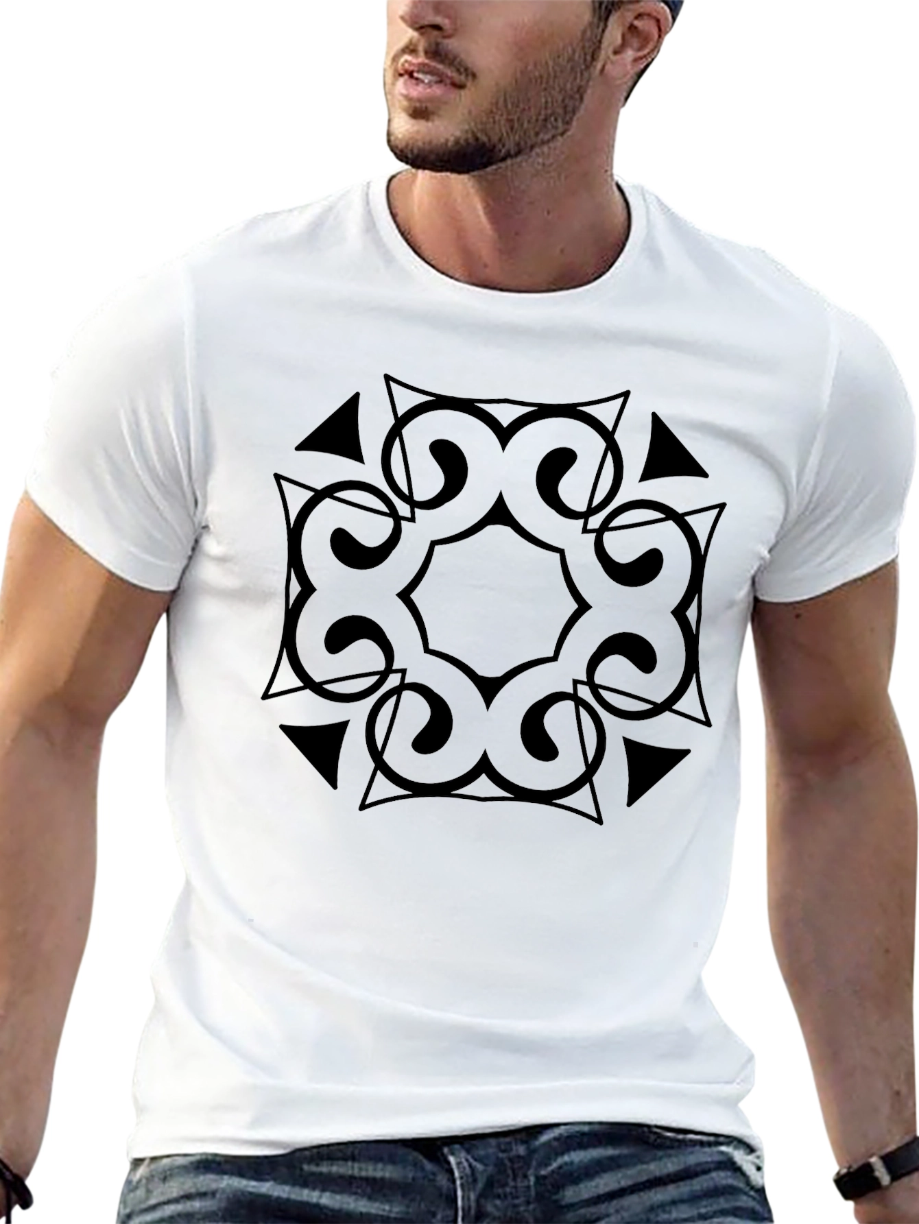 Geometric Black Graphic Tee - Stylish & Modern