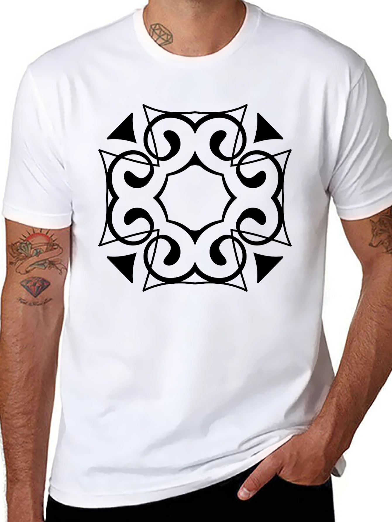 Geometric Black Graphic Tee - Stylish & Modern