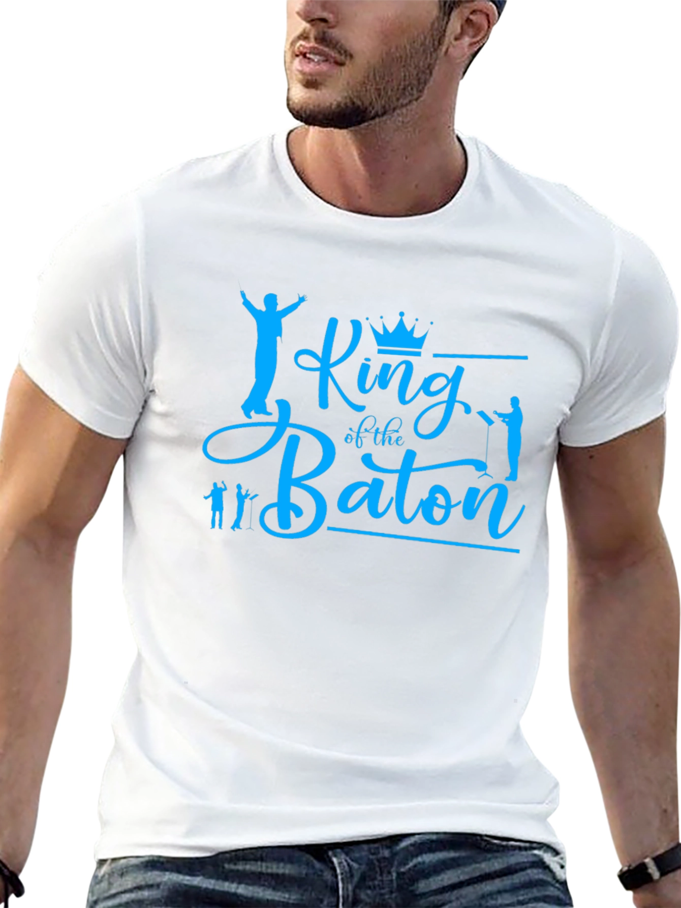 King of the Baton Graphic T-Shirt - Blue Print