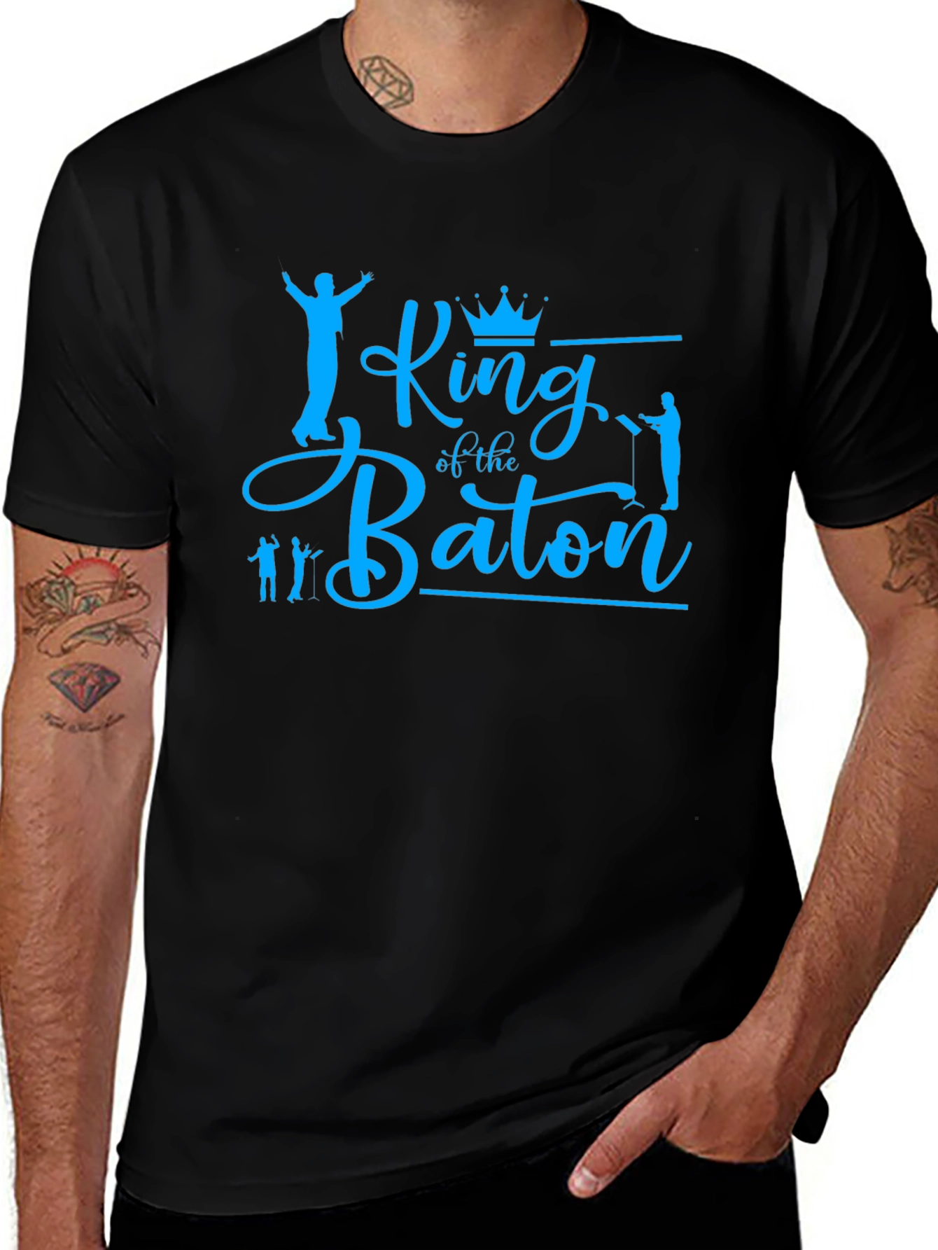 King of the Baton Graphic T-Shirt - Blue Print