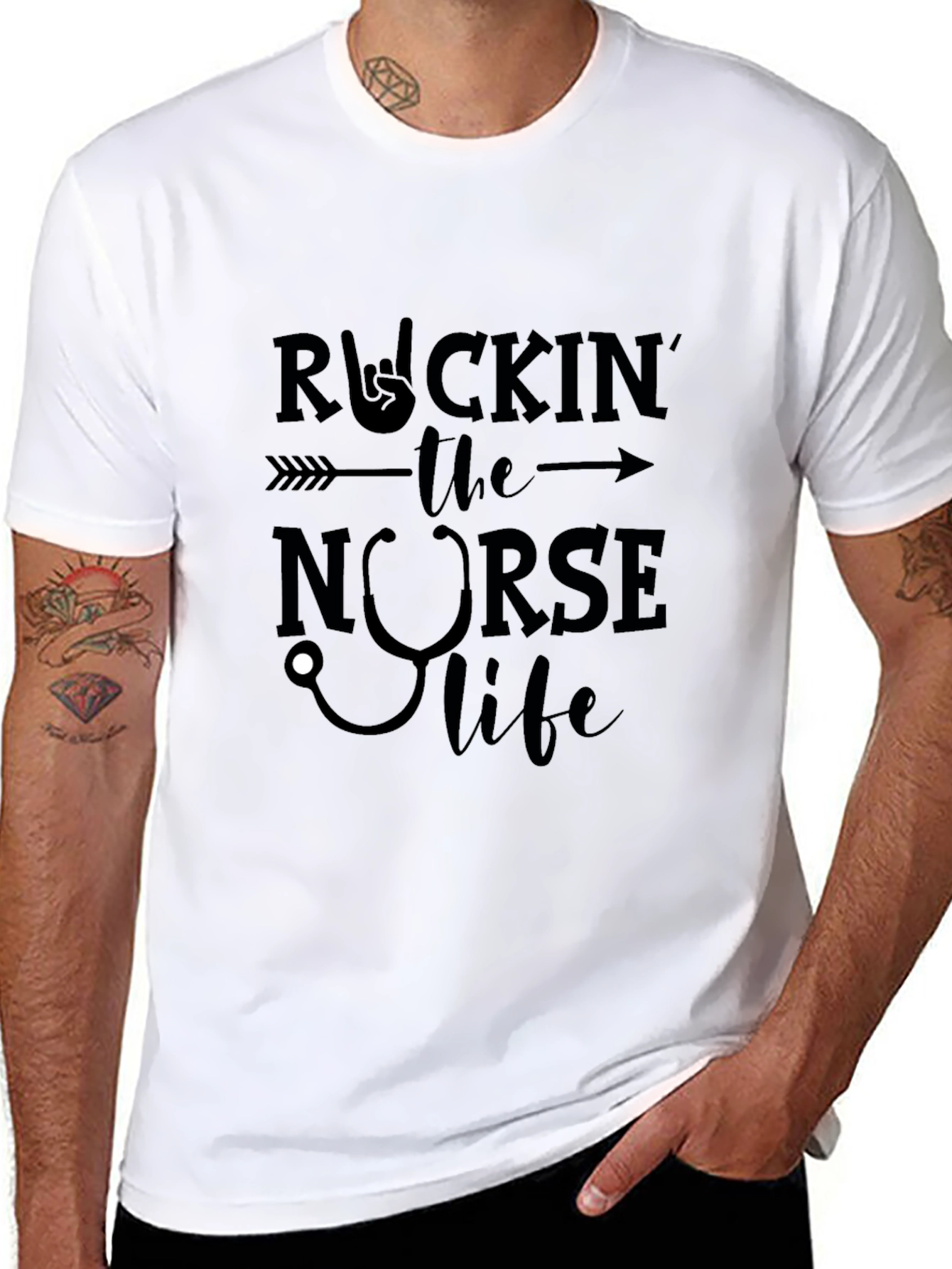 Rockin the Nurse Life Graphic T-Shirt