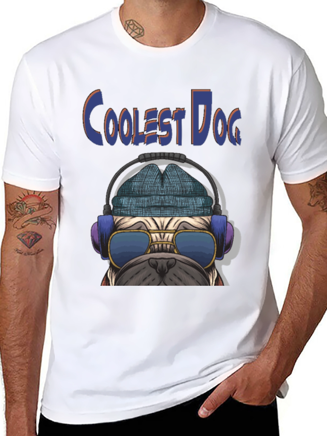 Coolest Dog Graphic Tee - Novelty Pug Shirt