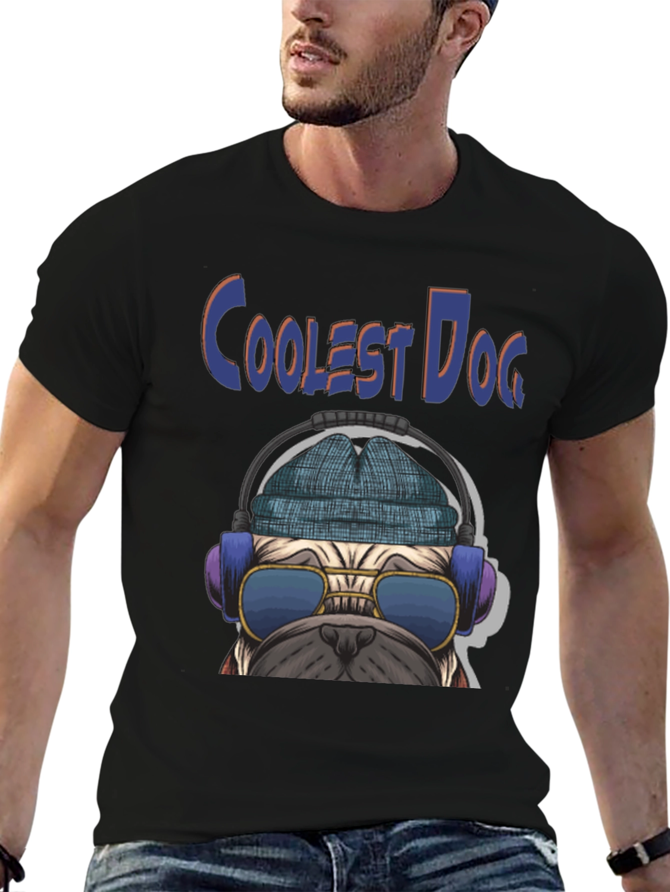 Coolest Dog Graphic Tee - Novelty Pug Shirt
