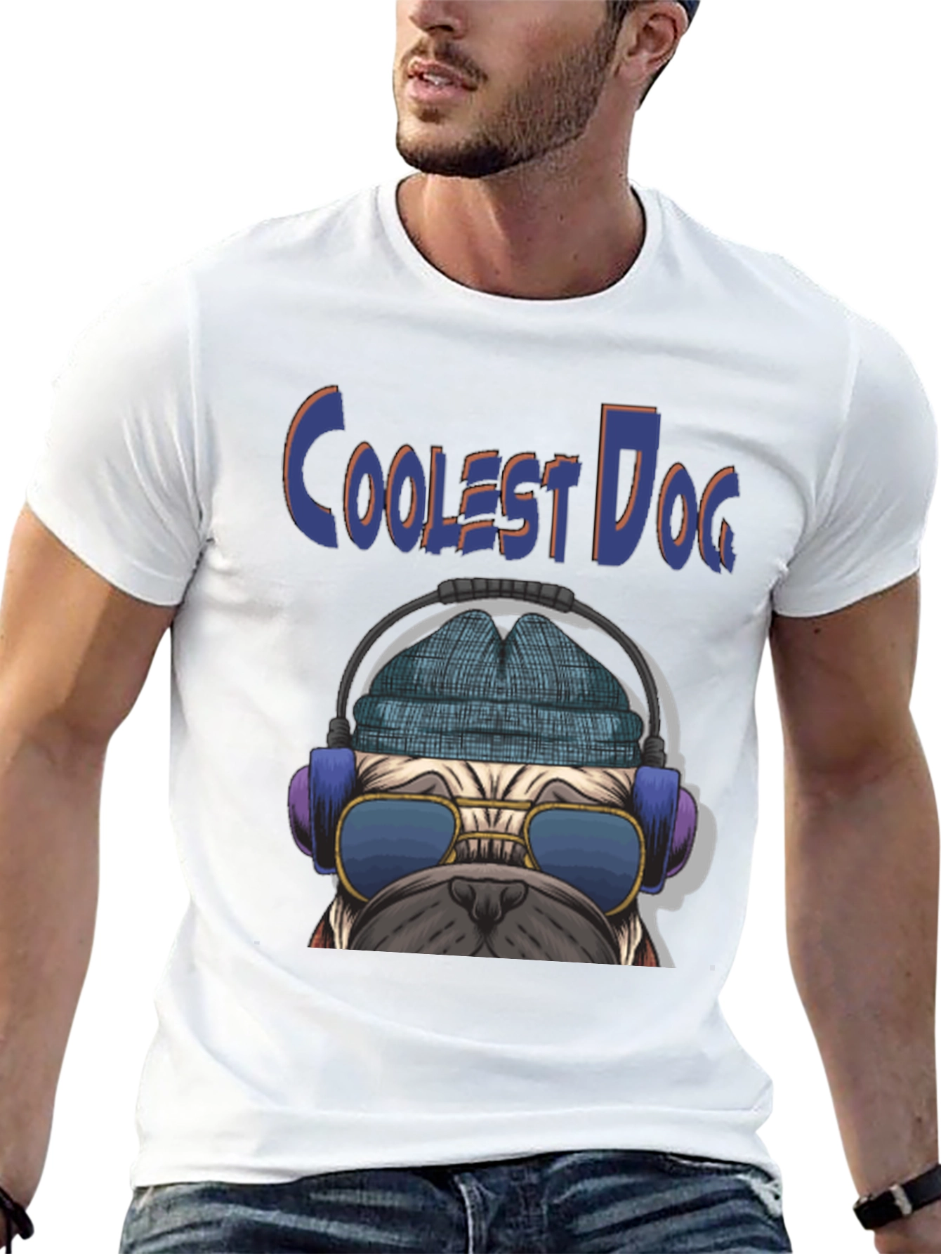 Coolest Dog Graphic Tee - Novelty Pug Shirt
