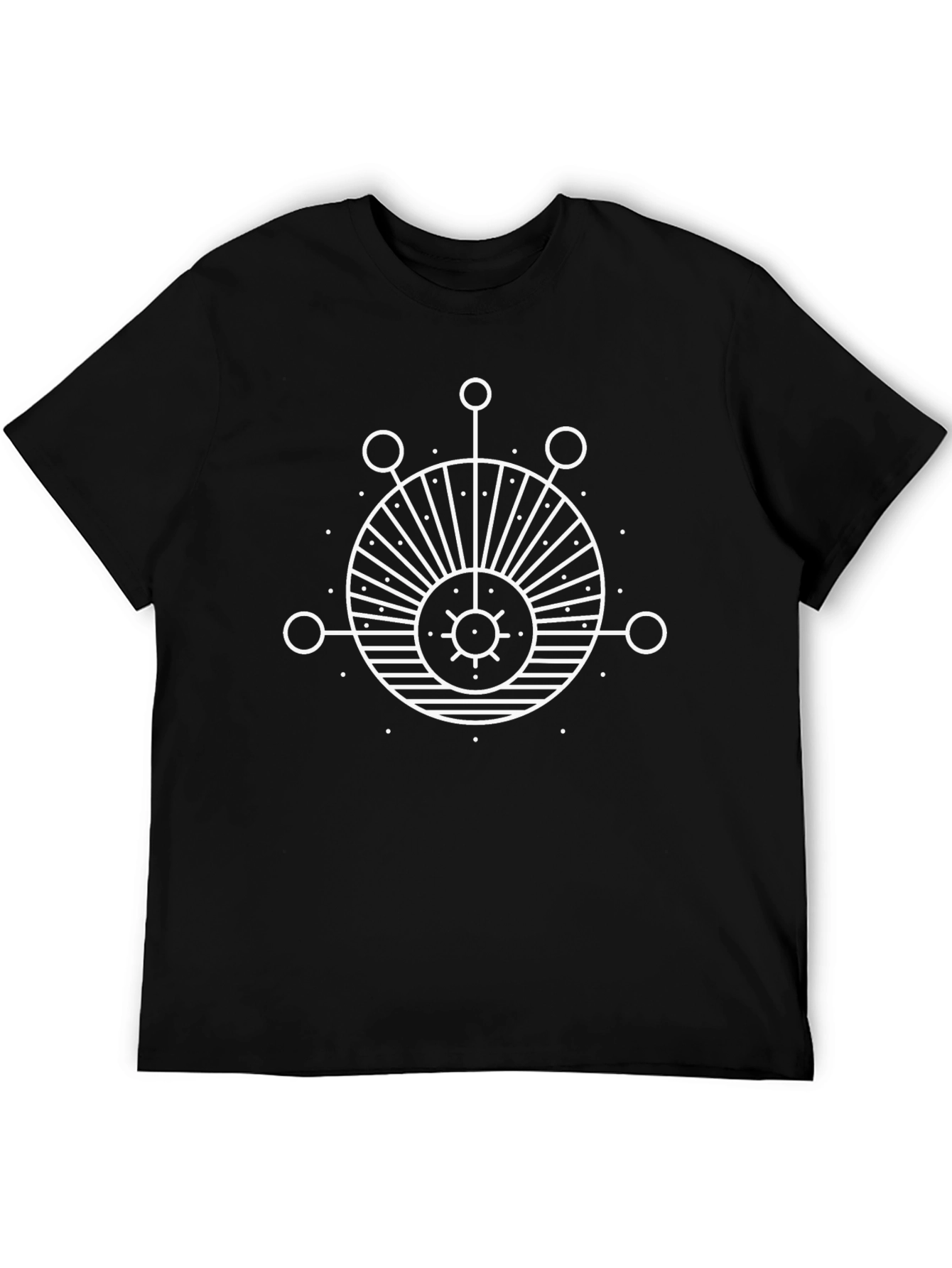 Geometric Graphic Tee - Black Cotton Blend