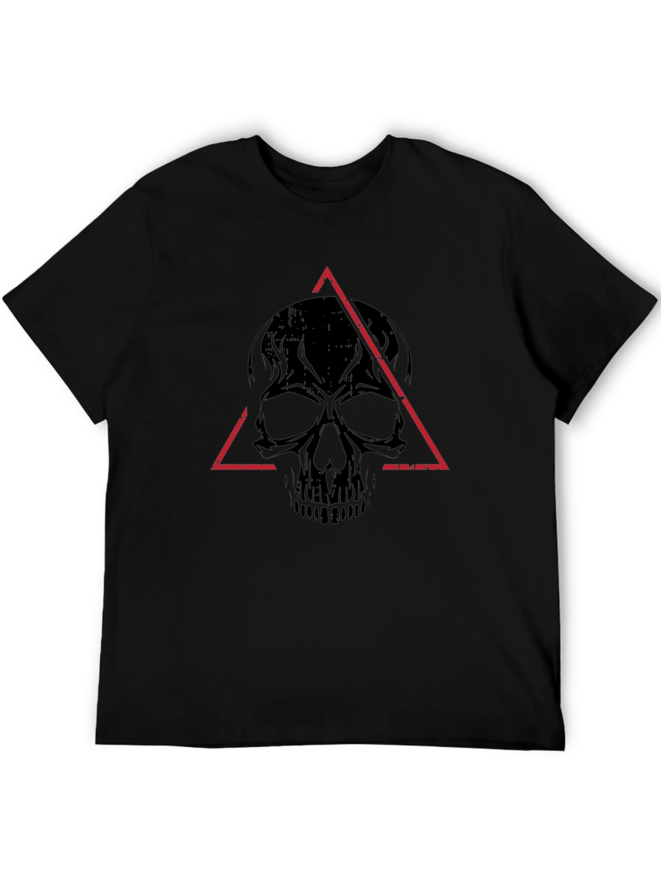 Edgy Skull Triangle Graphic Tee - Black