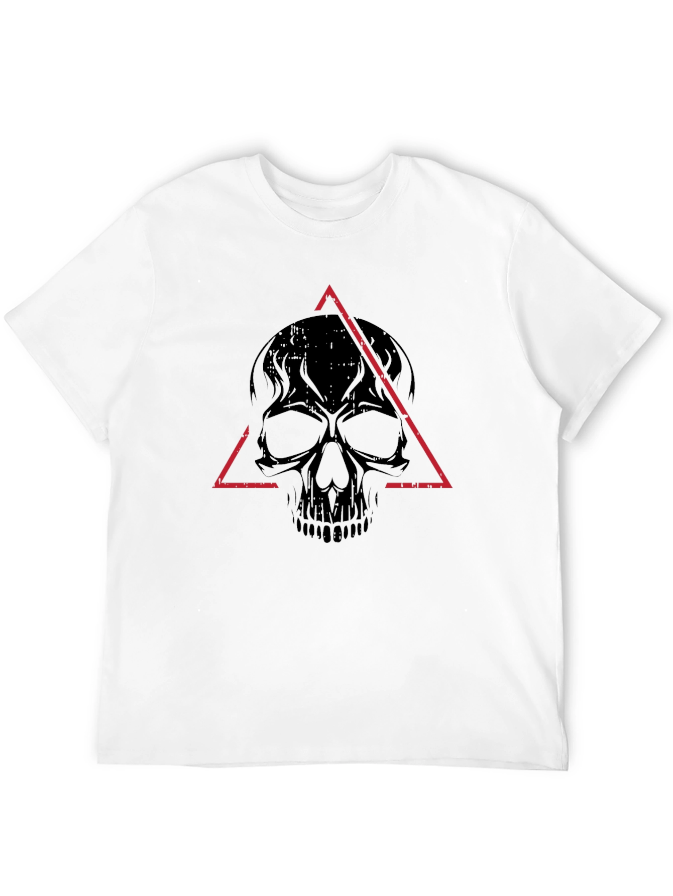 Edgy Skull Triangle Graphic Tee - Black