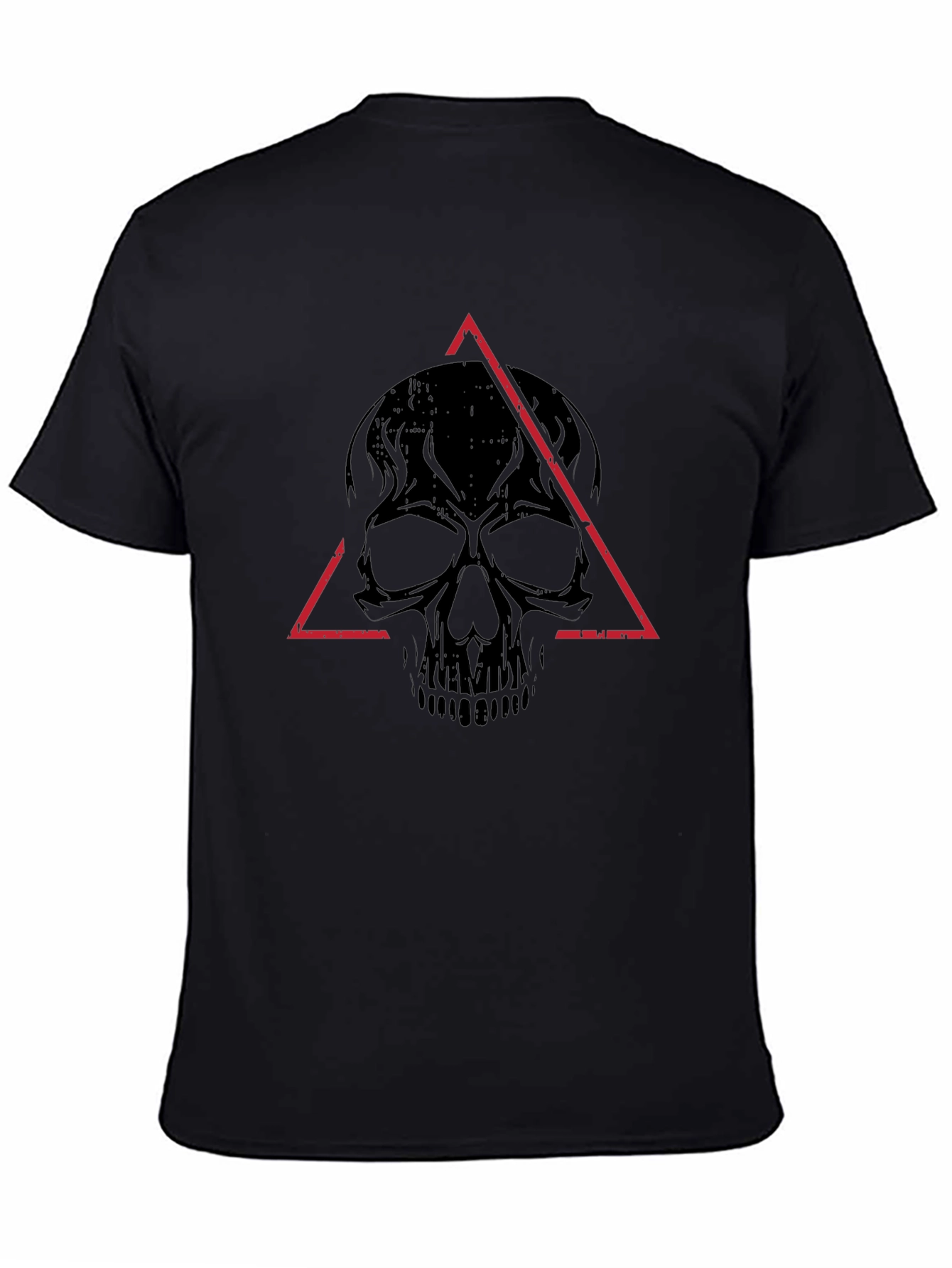 Edgy Skull Triangle Graphic Tee - Black