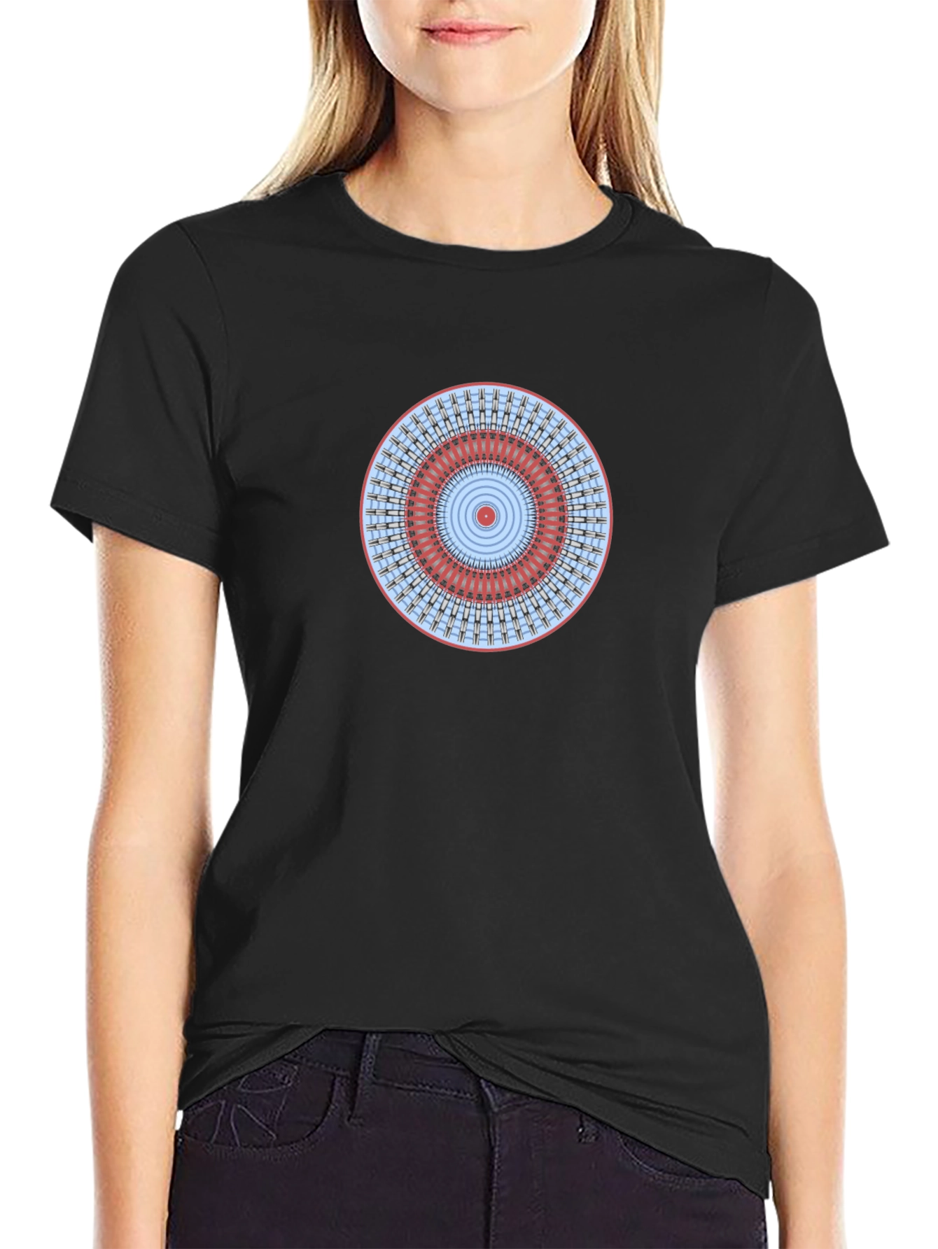 Geometric Mandala Graphic Tee - Stylish Black T-Shirt