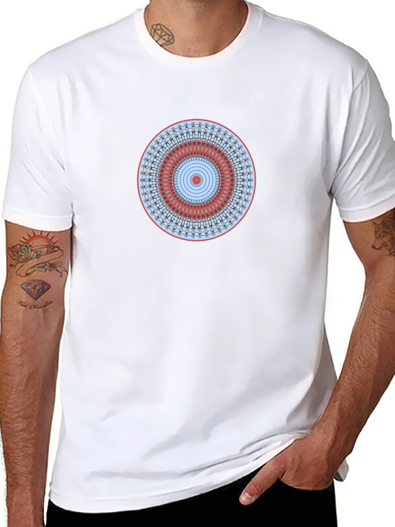 Geometric Mandala Graphic Tee - Stylish Black T-Shirt