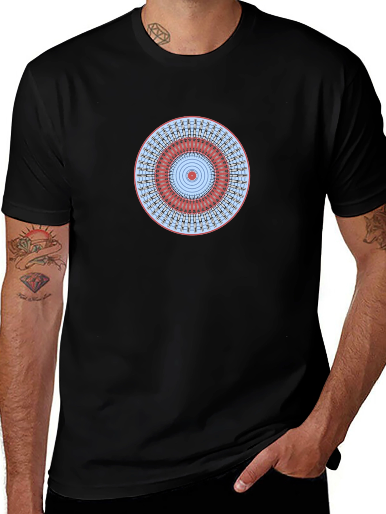 Geometric Mandala Graphic Tee - Stylish Black T-Shirt