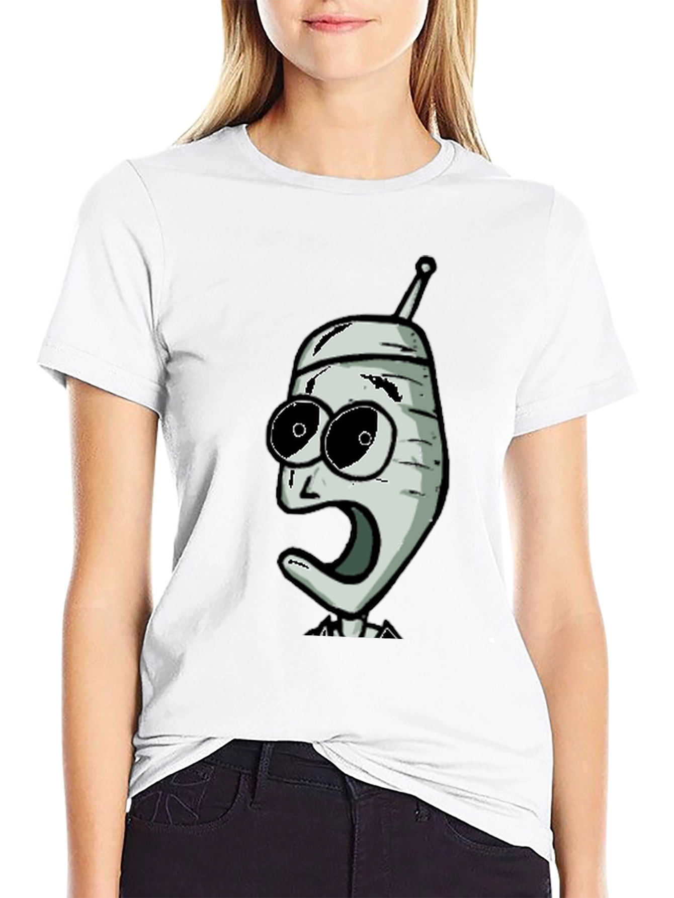 Cartoon Character Graphic Tee - Black