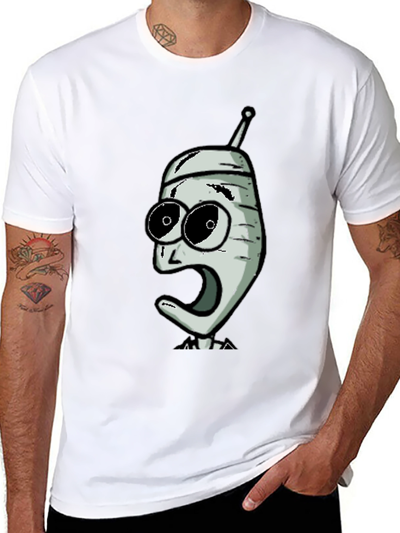 Cartoon Character Graphic Tee - Black