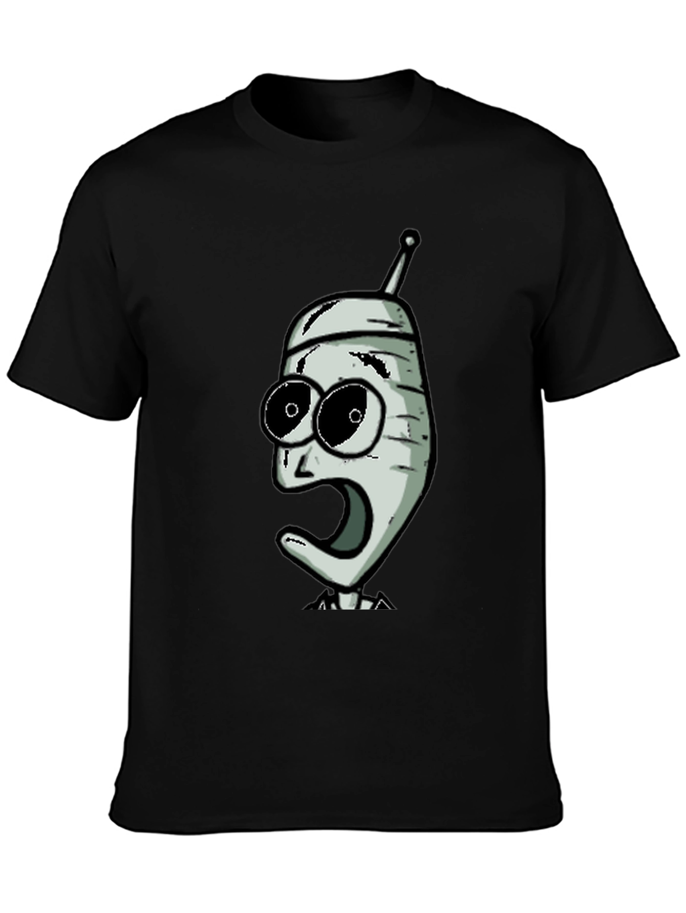 Cartoon Character Graphic Tee - Black