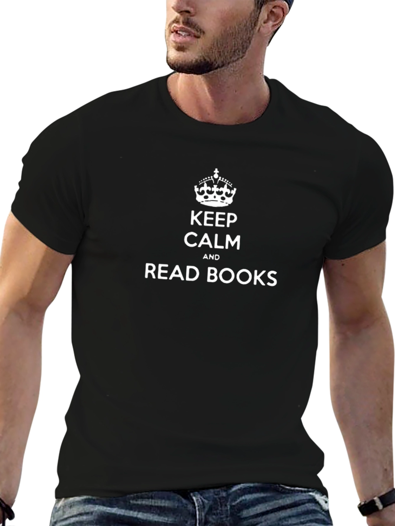 Keep Calm and Read Books Graphic Tee - Black