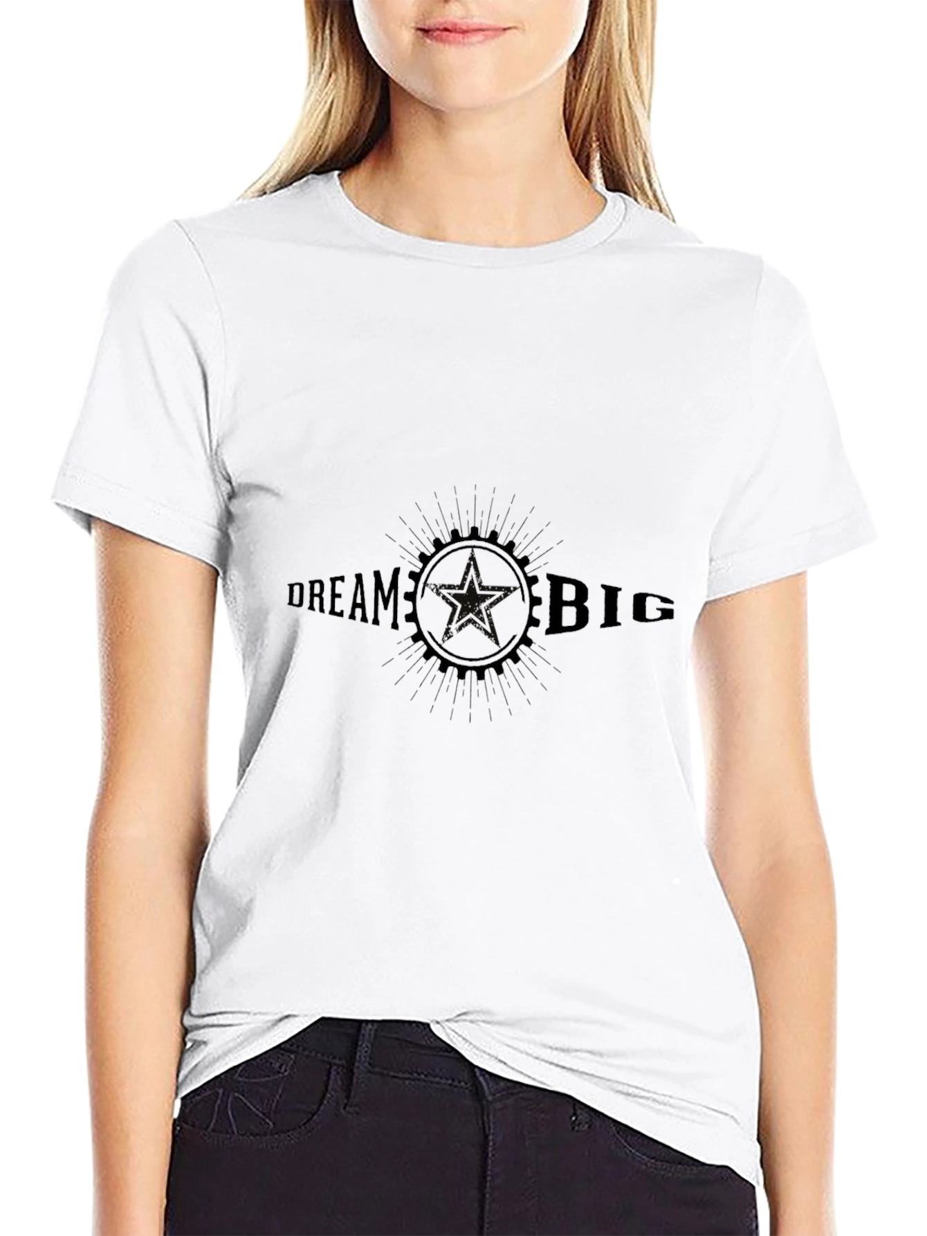 Dream Big Graphic Tee - Black Cotton T-Shirt