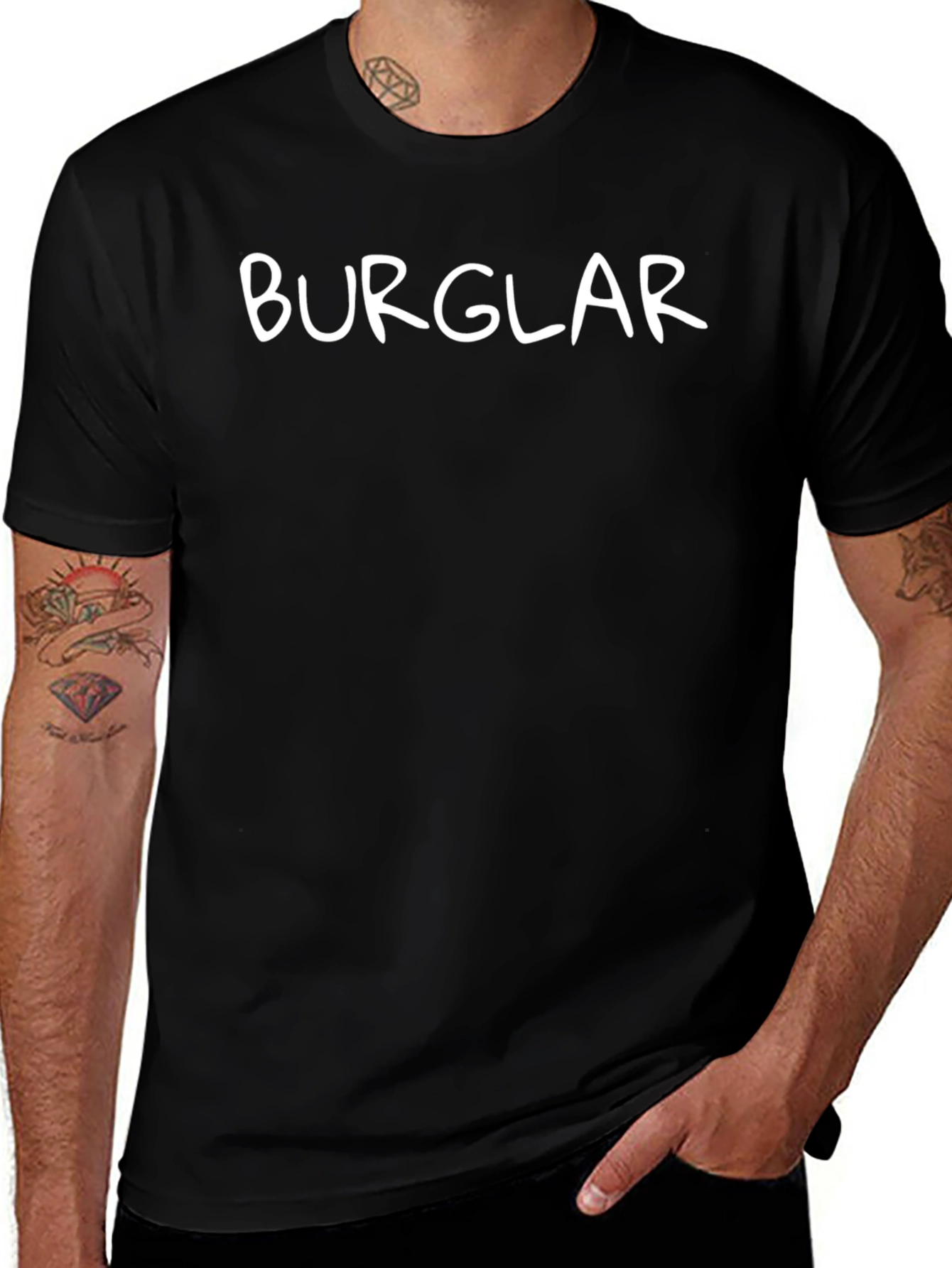 Burglar Graphic Tee - Mens Black Crew Neck