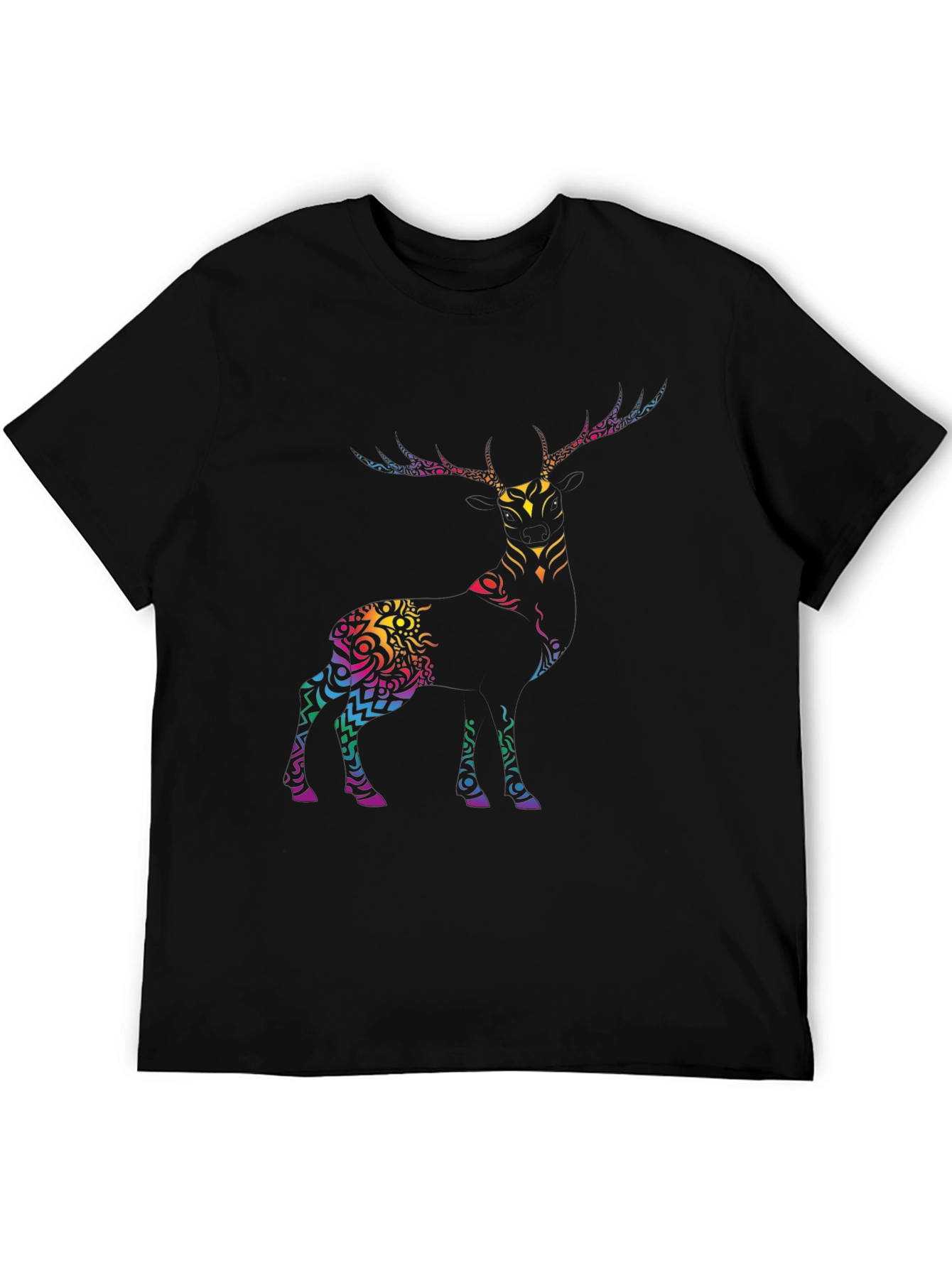 Tribal Deer Graphic Tee - Mens Black T-Shirt
