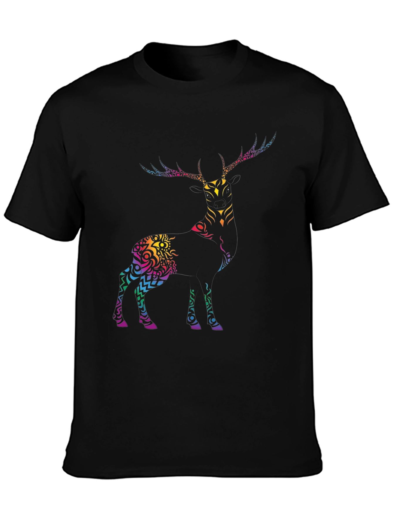 Tribal Deer Graphic Tee - Mens Black T-Shirt