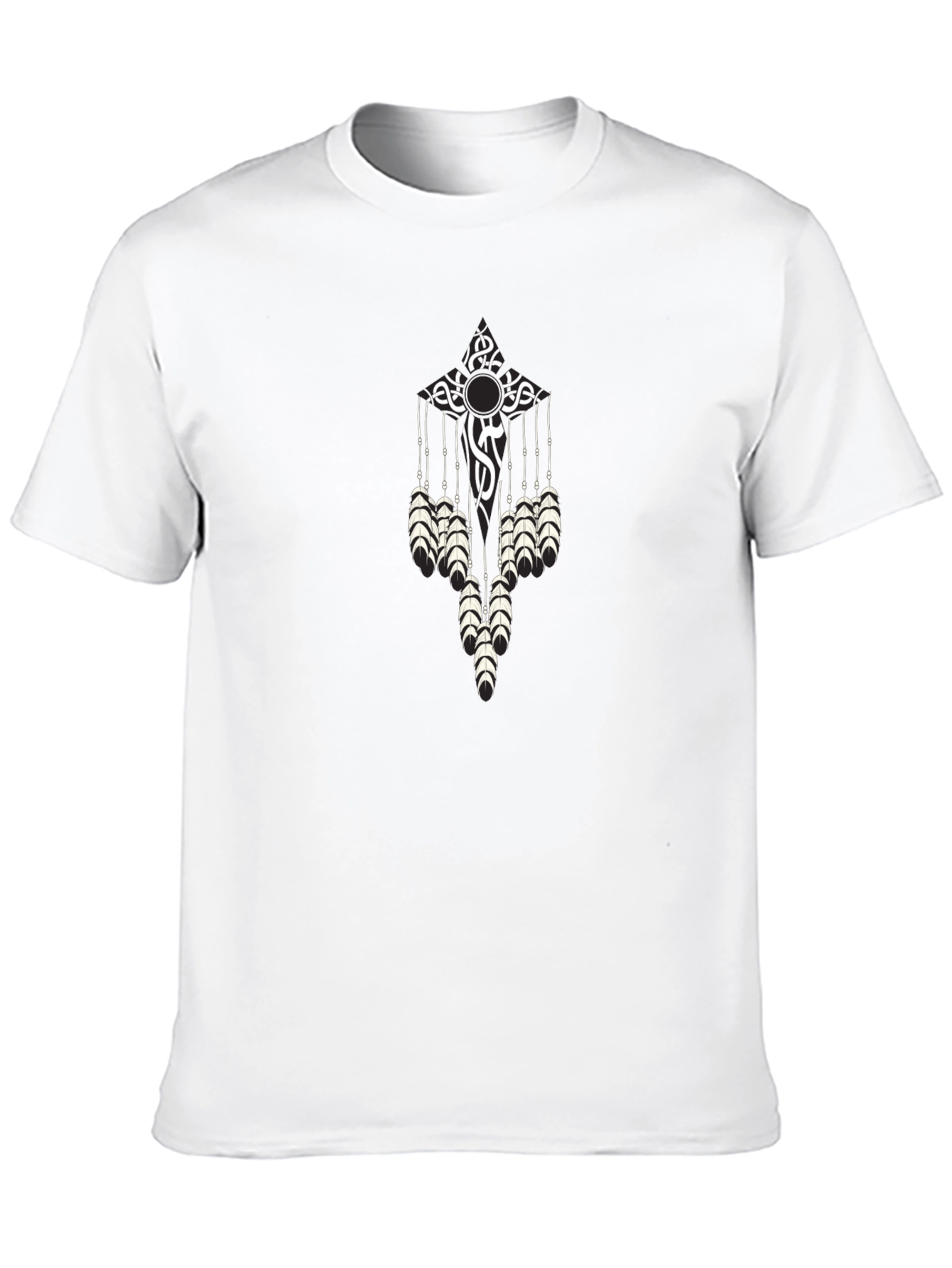 Tribal Feather Graphic Black T-Shirt