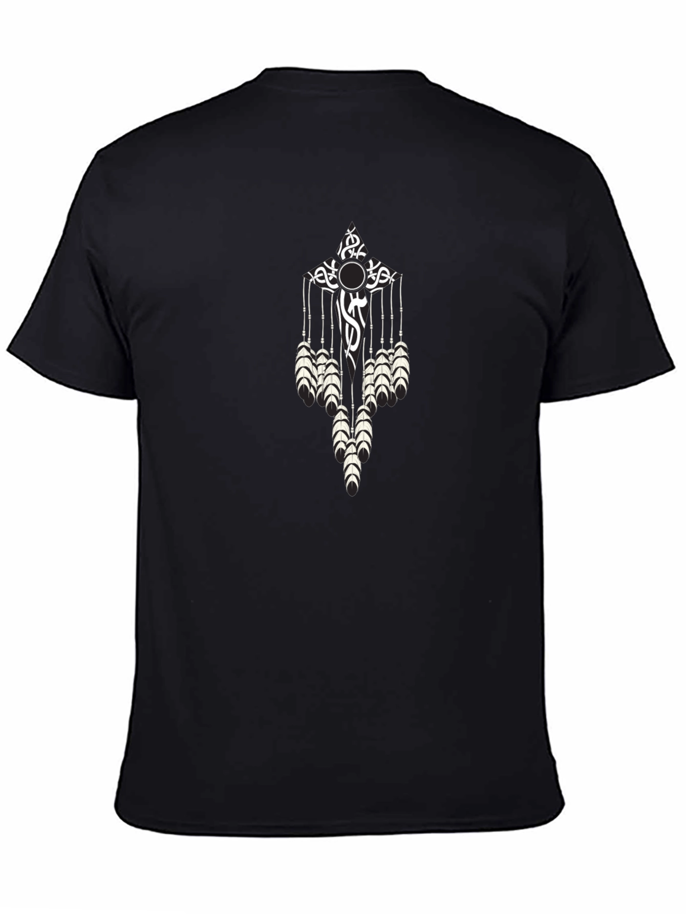 Tribal Feather Graphic Black T-Shirt