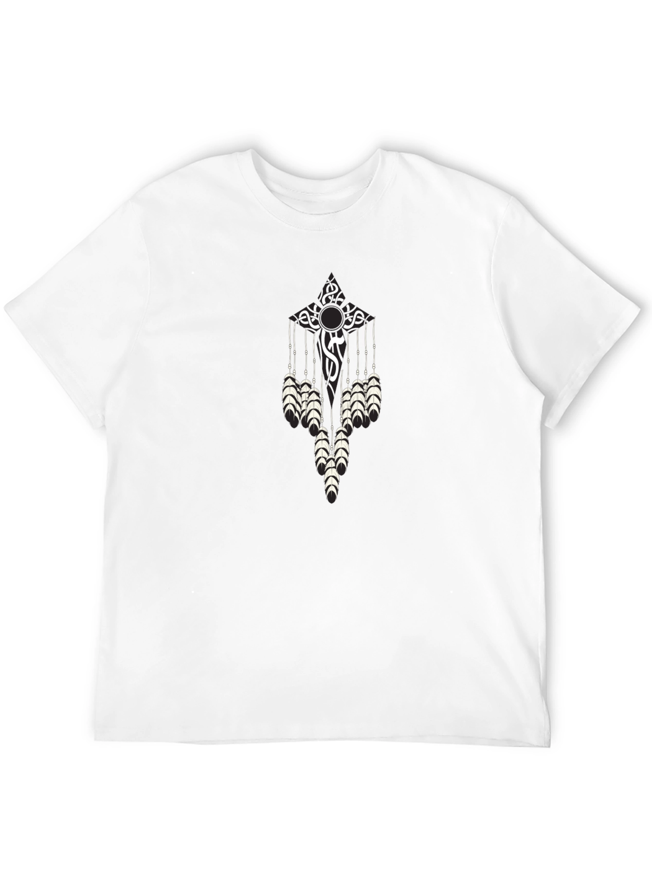 Tribal Feather Graphic Black T-Shirt